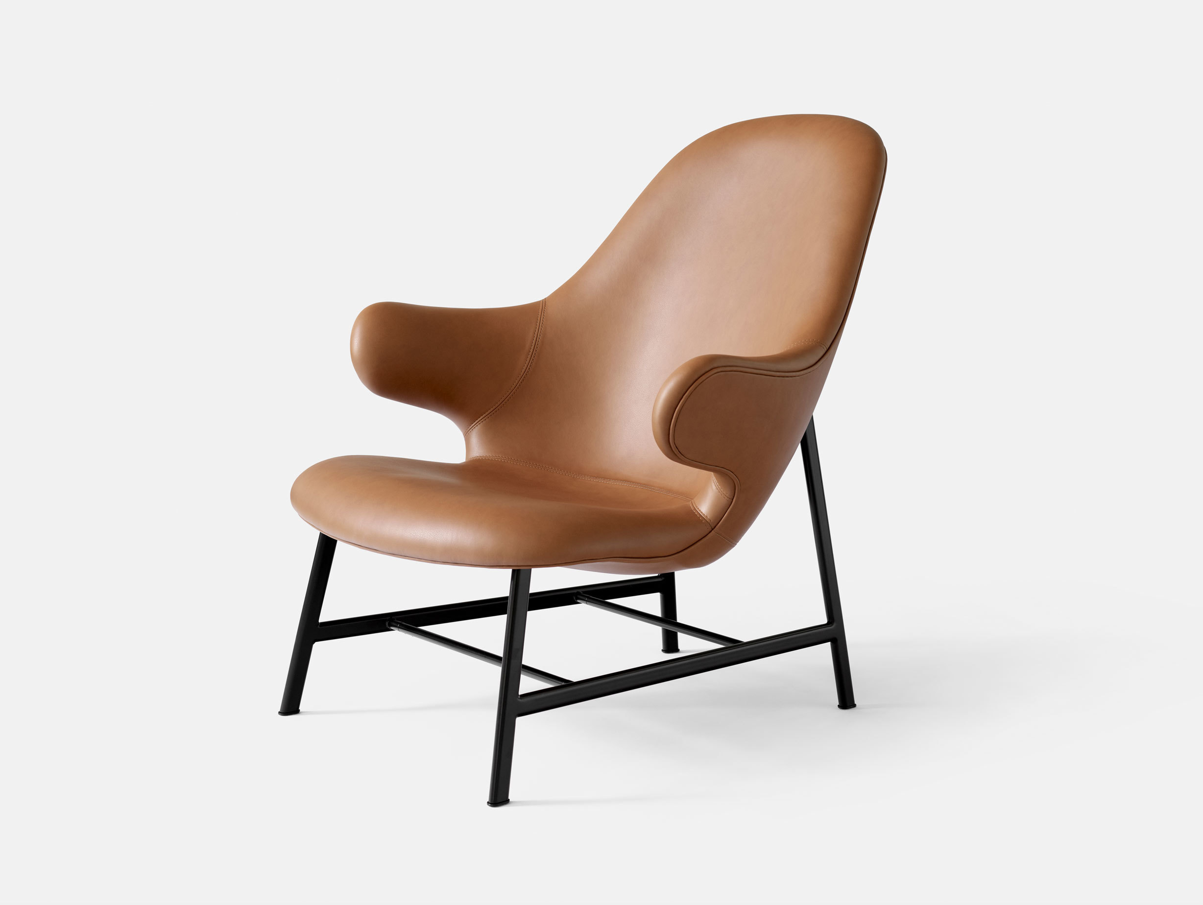 And Tradition Jh13 Catch Lounge Chair Cognac Silk Leather Jaime Hayon