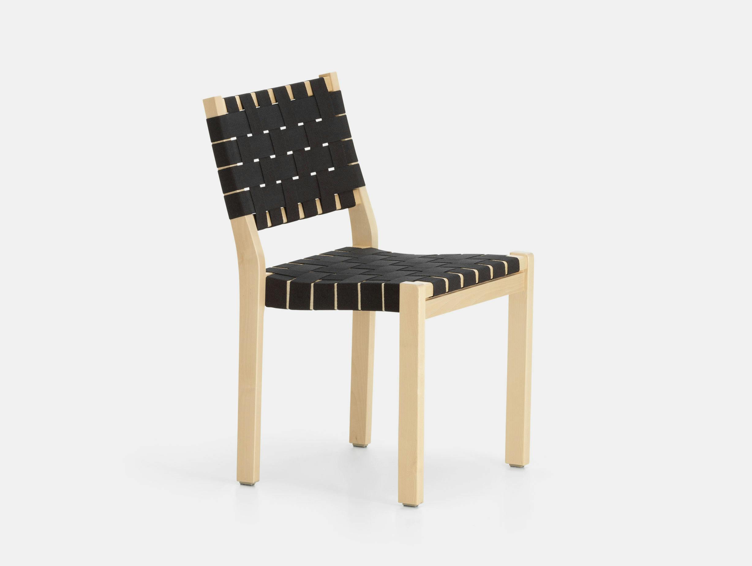 Artek Chair 611 Birch Black Alvar Aalto