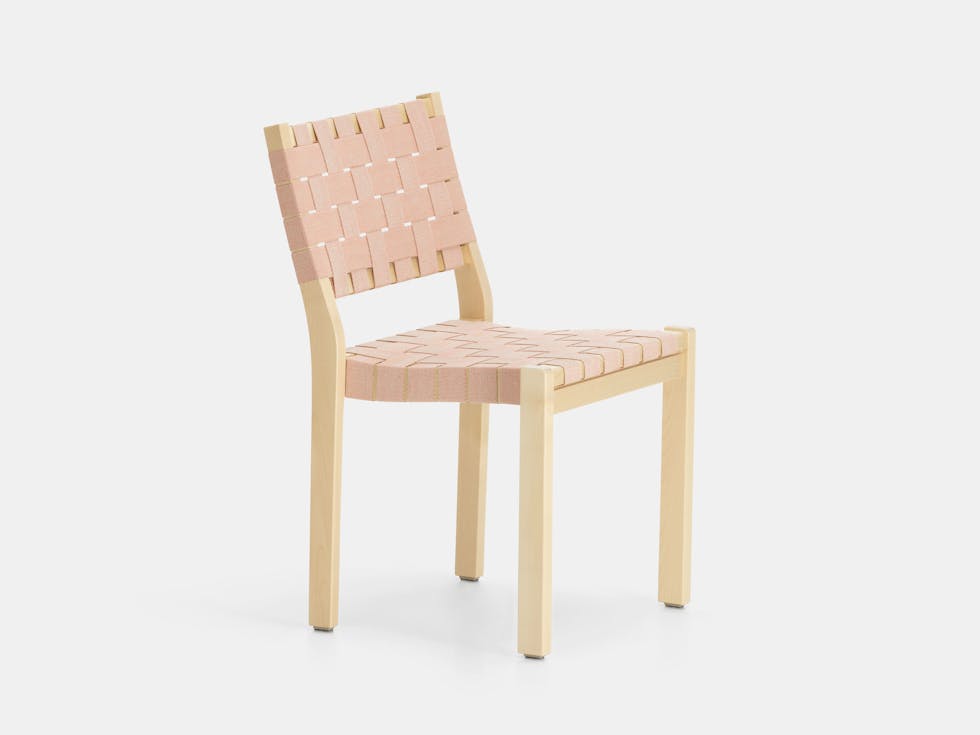 Artek Chair 611 Birch Natural Red Alvar Aalto Artek Chair 611 Birch Natural Red Alvar Aalto