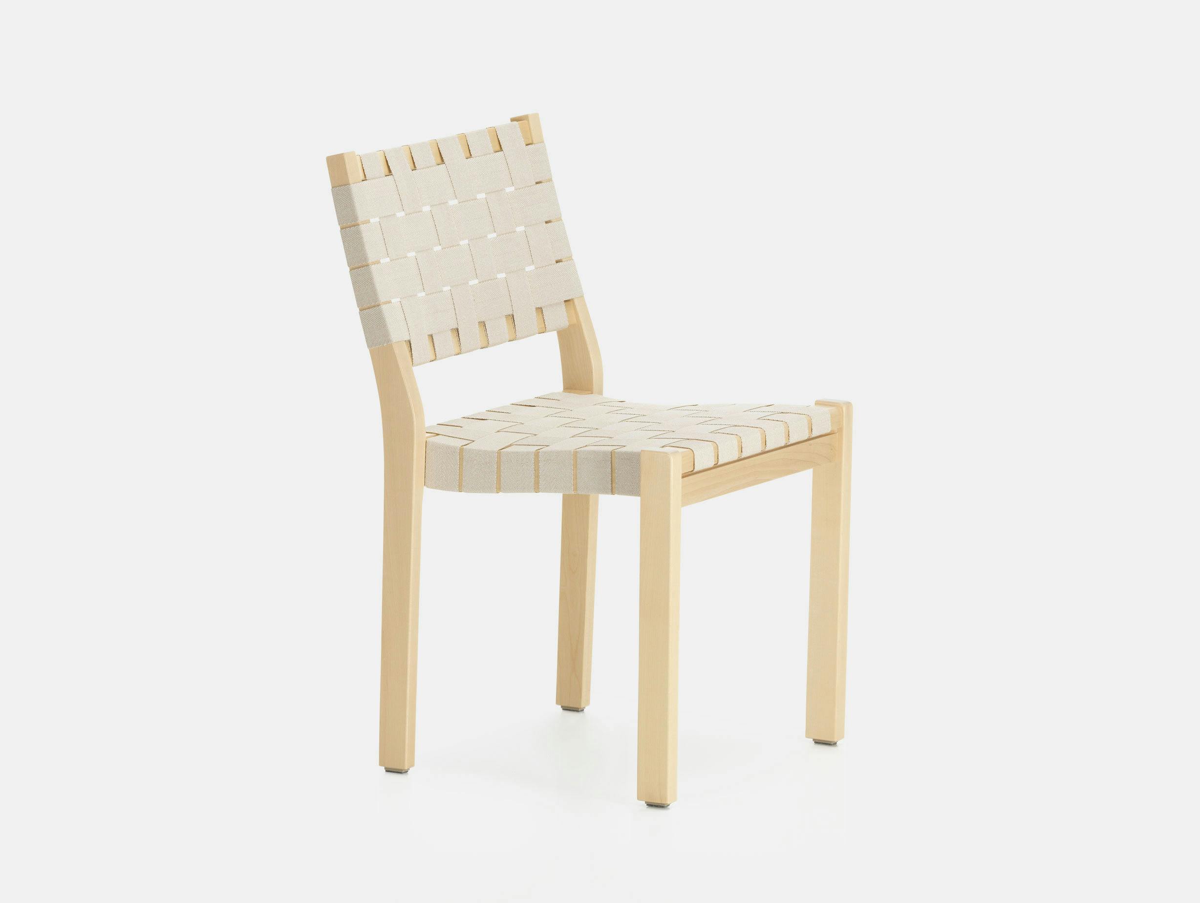 Artek Chair 611 Birch Natural White Alvar Aalto