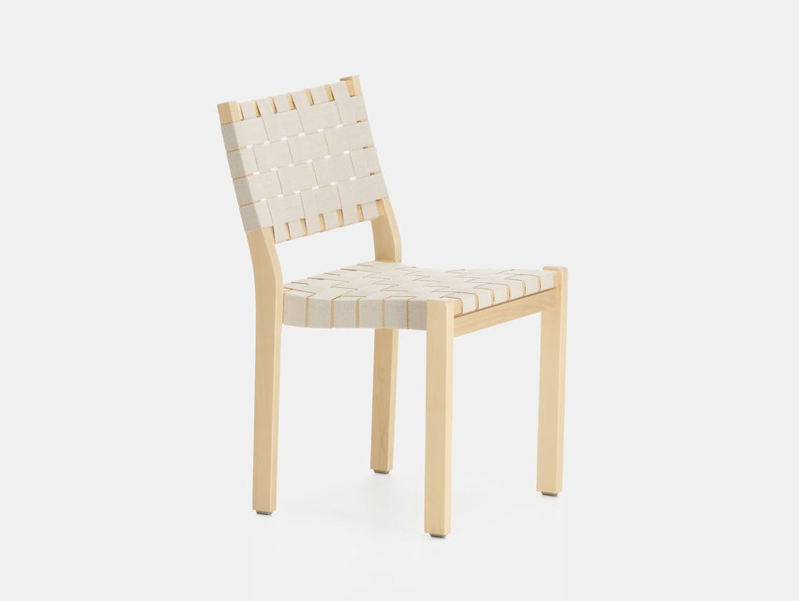 Artek Chair 611 Birch Natural White Alvar Aalto