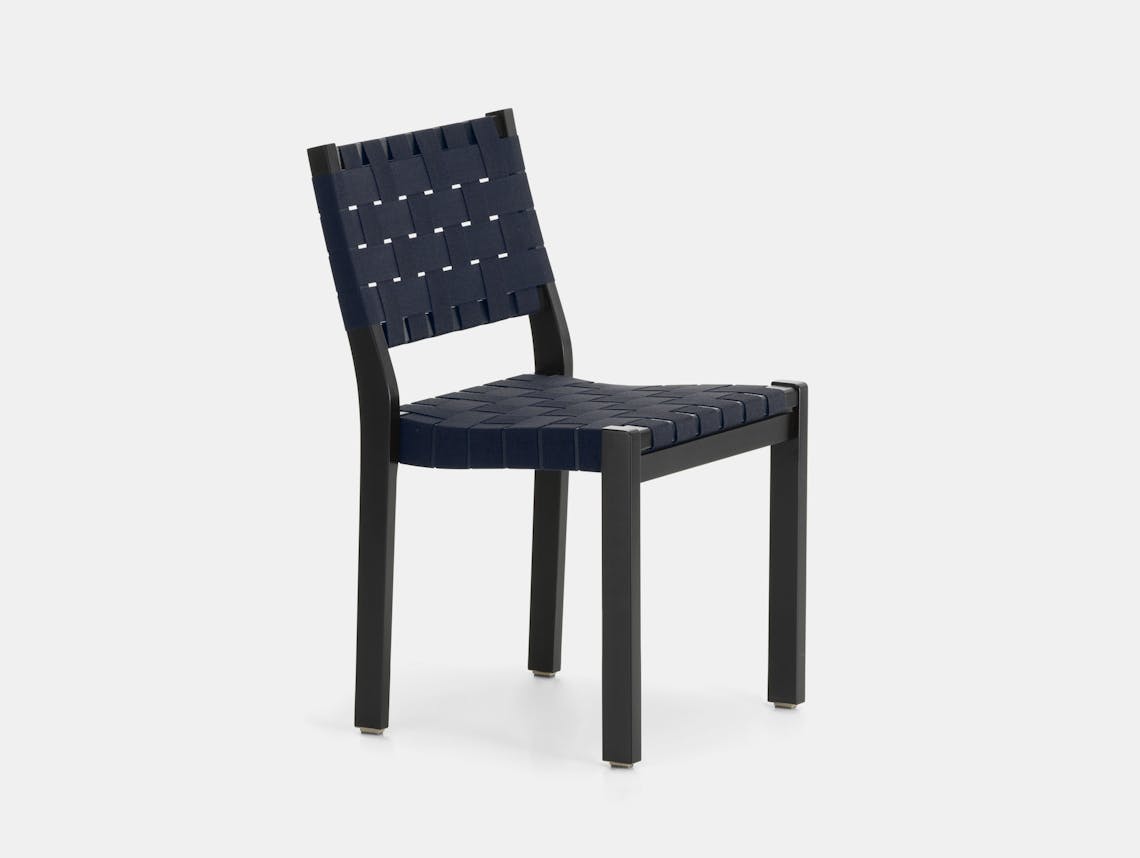 Artek Chair 611 Black Blue Alvar Aalto