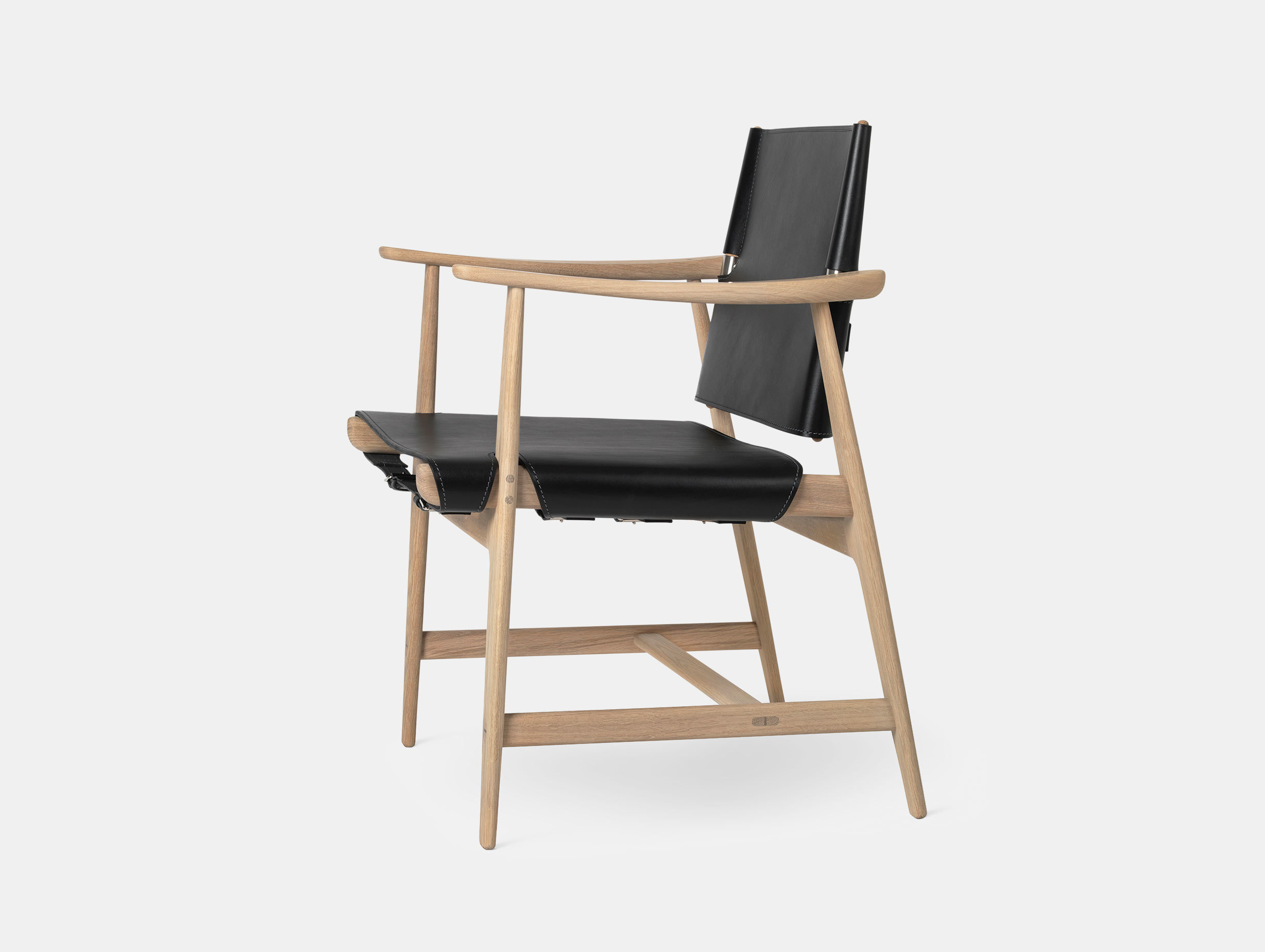 Carl Hansen Huntsman Chair Oak White Oil Black Leather Borge Mogensen