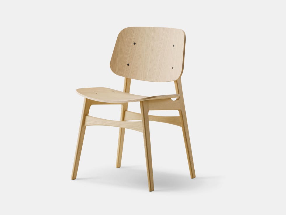 Fredericia Soborg Chair Wood Base Lacquered Oak Borge Mogensen