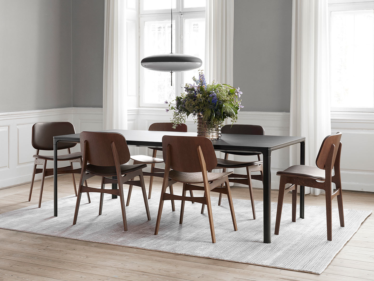 Fredericia Soborg Chairs Wood Base Borge Mogensen