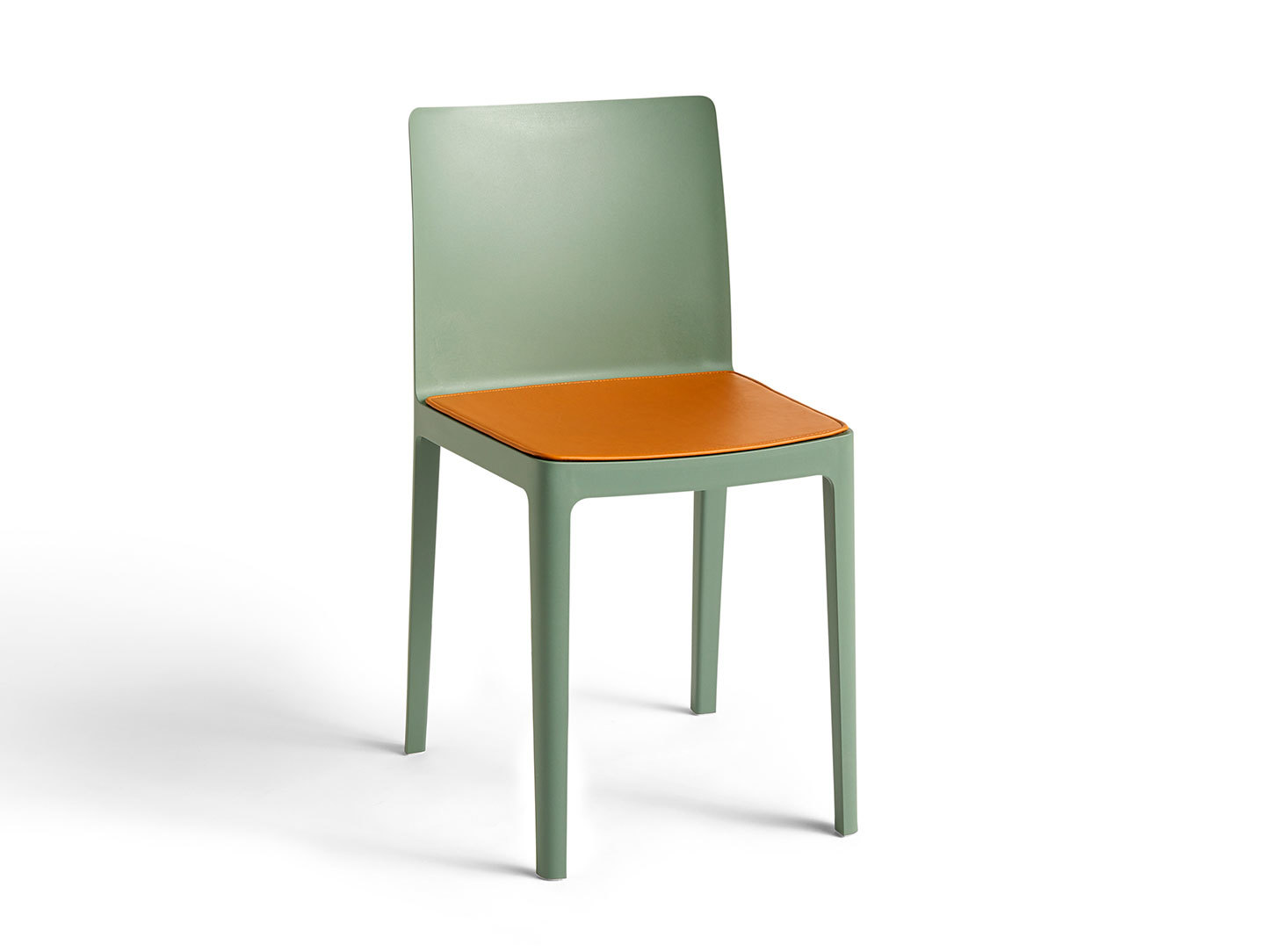 Hay Elementaire Chair Smoky Green W Seat Pad Cognac Leather