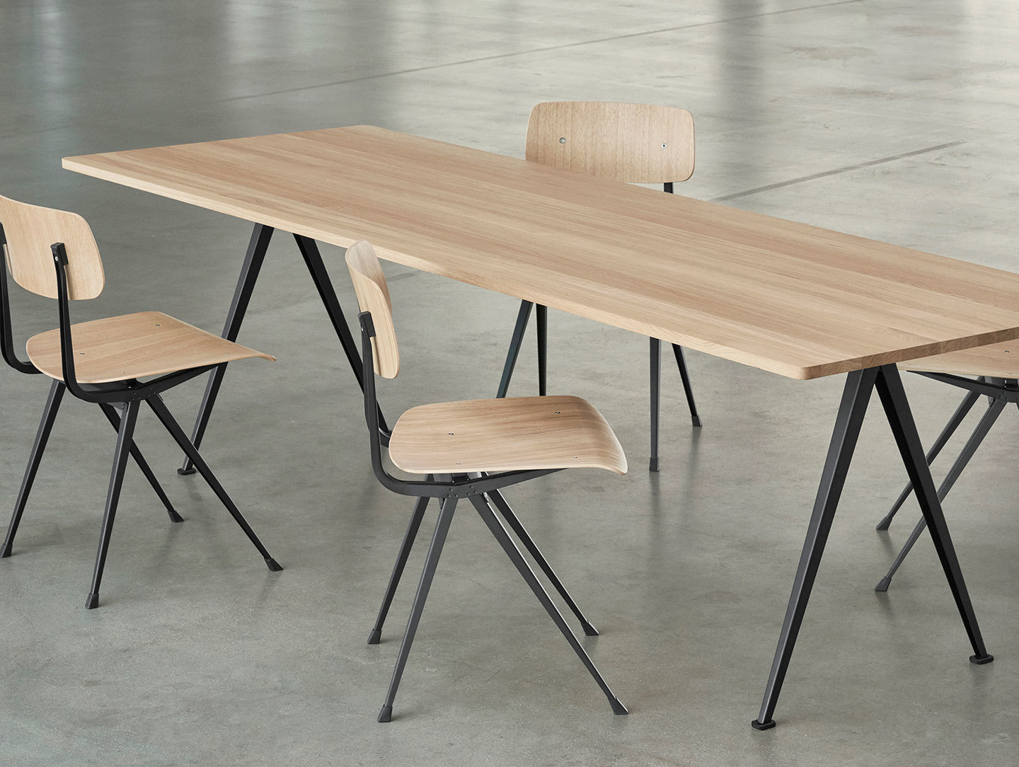 Hay Result Chair Oak Black Pyramid Table Wim Rietveld Friso Kramer