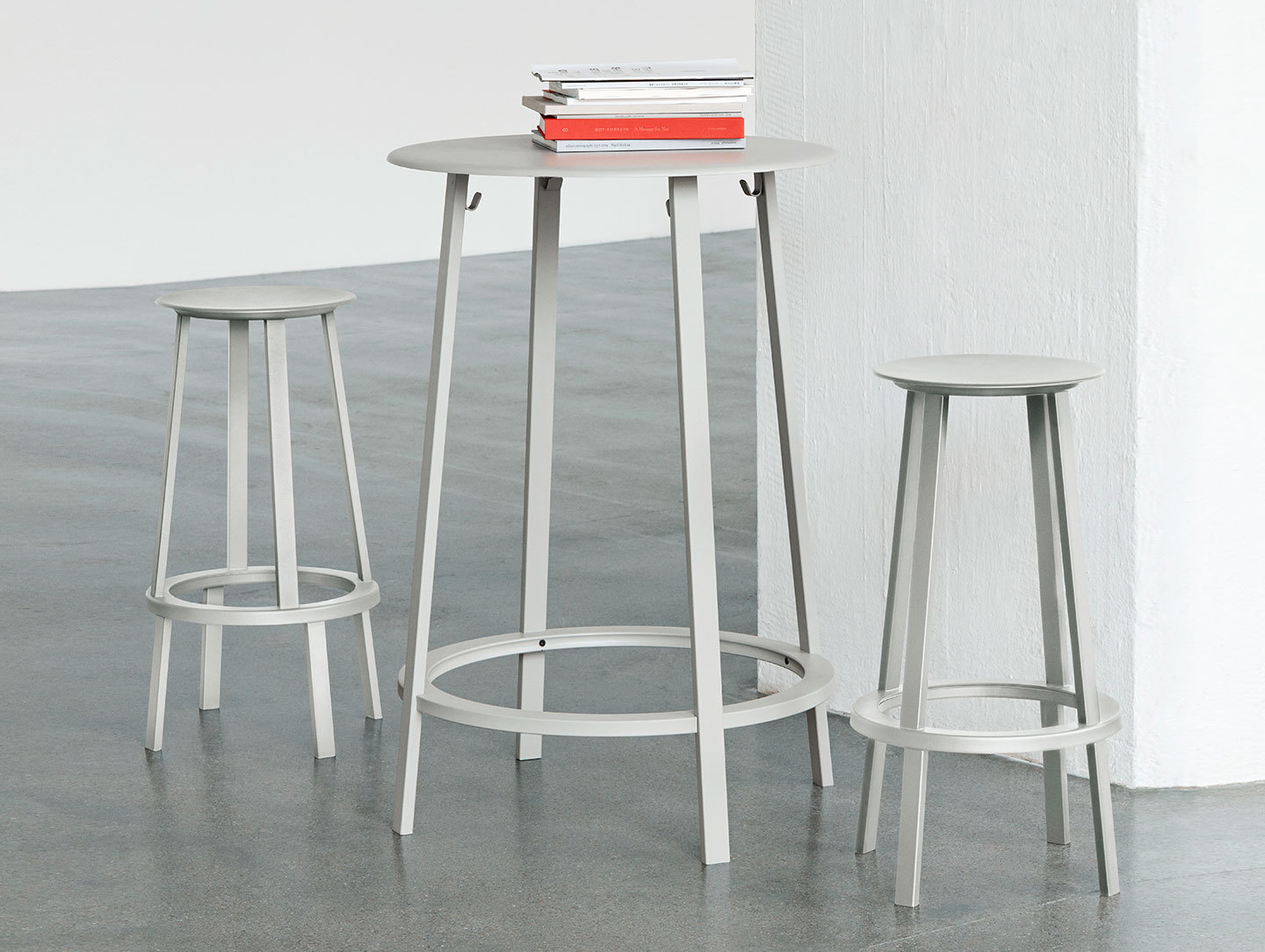 Hay Revolver Table And Stools Grey Leon Ransmeier