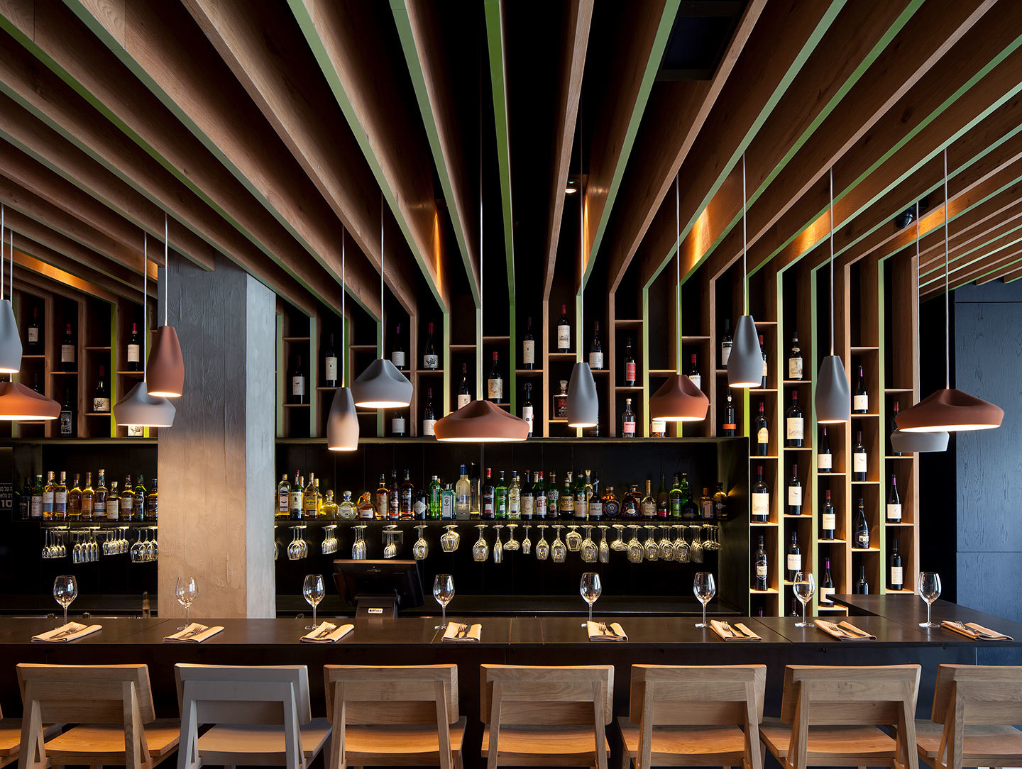 Marset Pleat Box Pendant Lights Restaurant 2 Xavier Manosa Mashallah