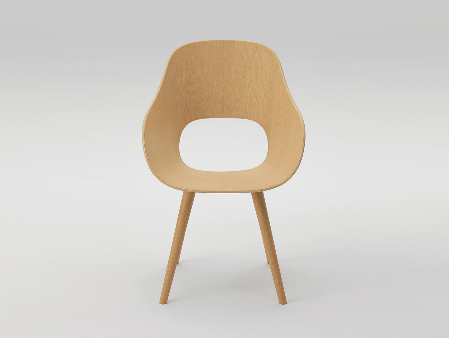 Maruni Roundish Armchair Front Oak Naoto Fukasawa