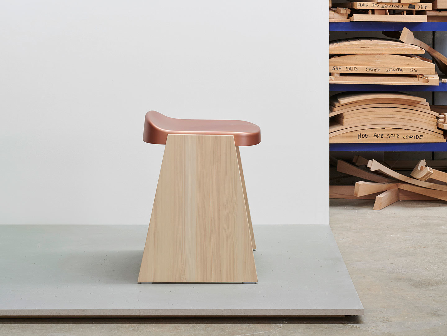 Mattiazzi Fronda Stool Pine Copper Seat Sam Hecht Kim Colin