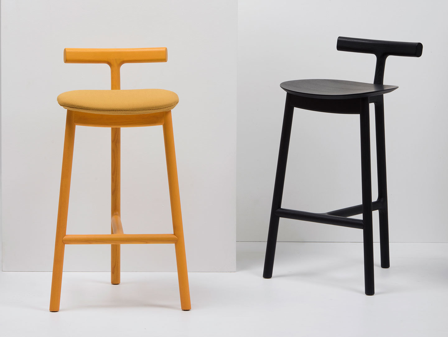 Mattiazzi Radice Stool Ash Black Yellow Upholstered Sam Hecht Kim Colin