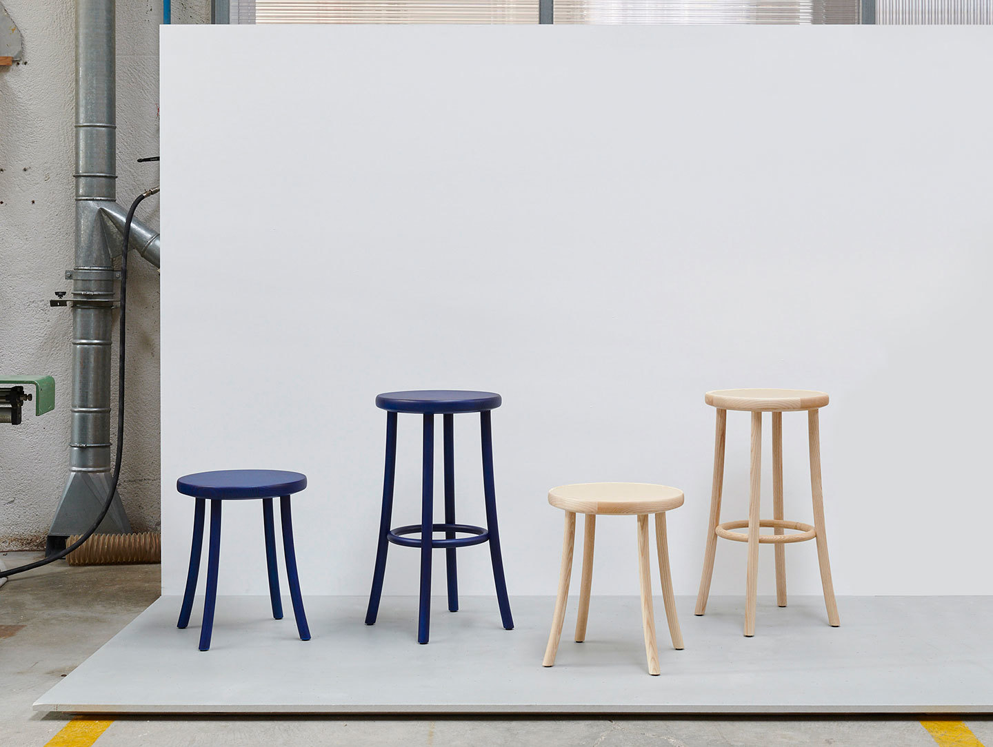 Mattiazzi Zampa Stools Ash Blue Jasper Morrison