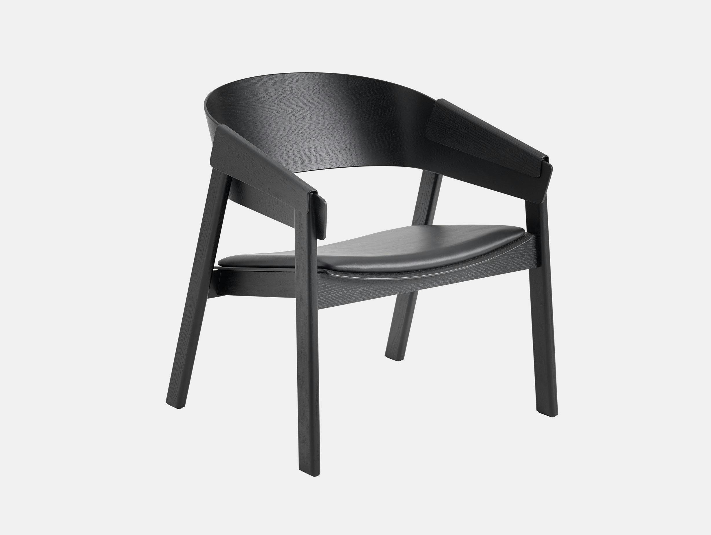 Muuto Cover Lounge Chair Upholstered Seat Black Thomas Bentzen