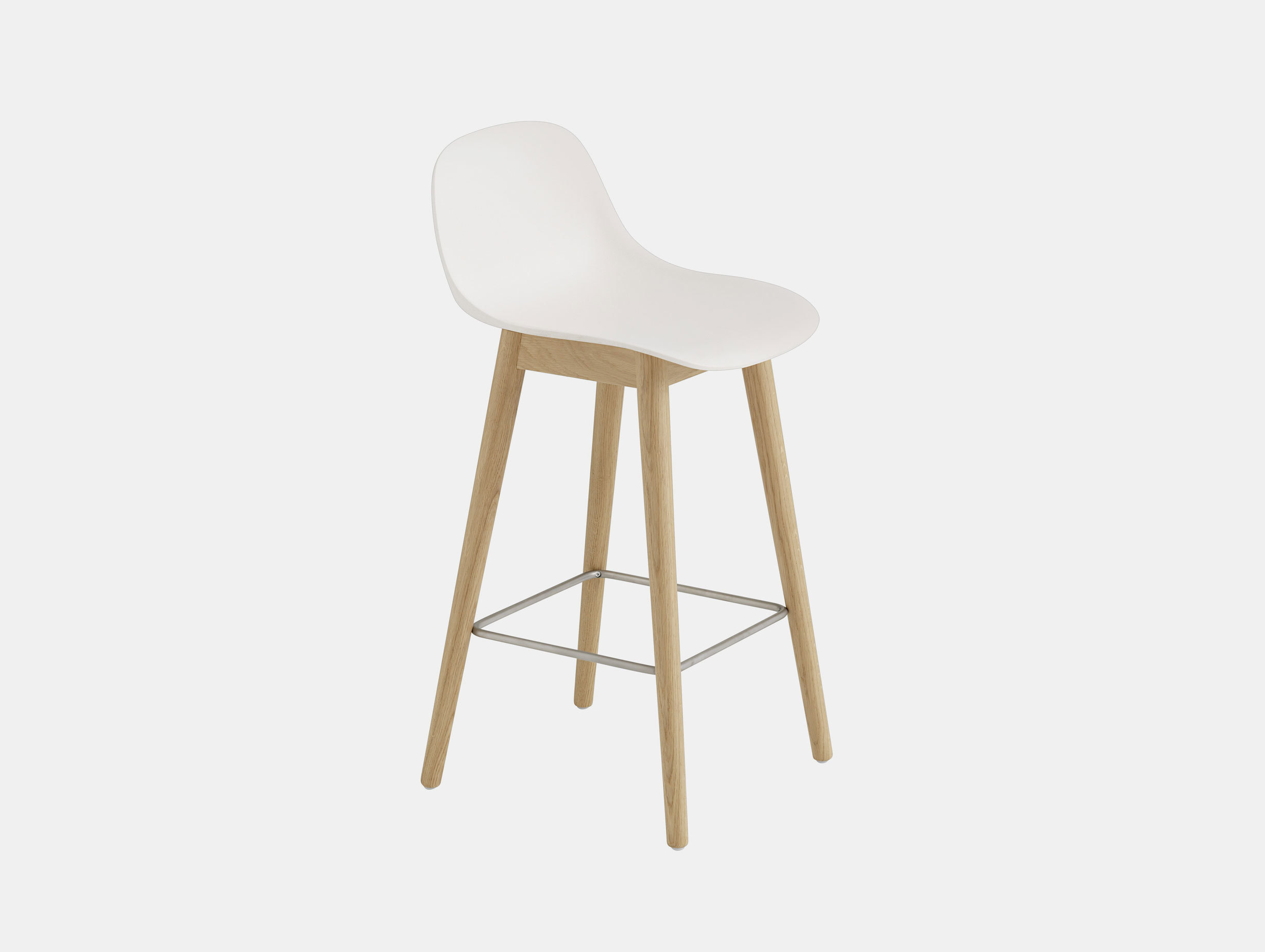 Muuto Fiber Bar Stool Wood Base With Back Oak White Iskos Berlin