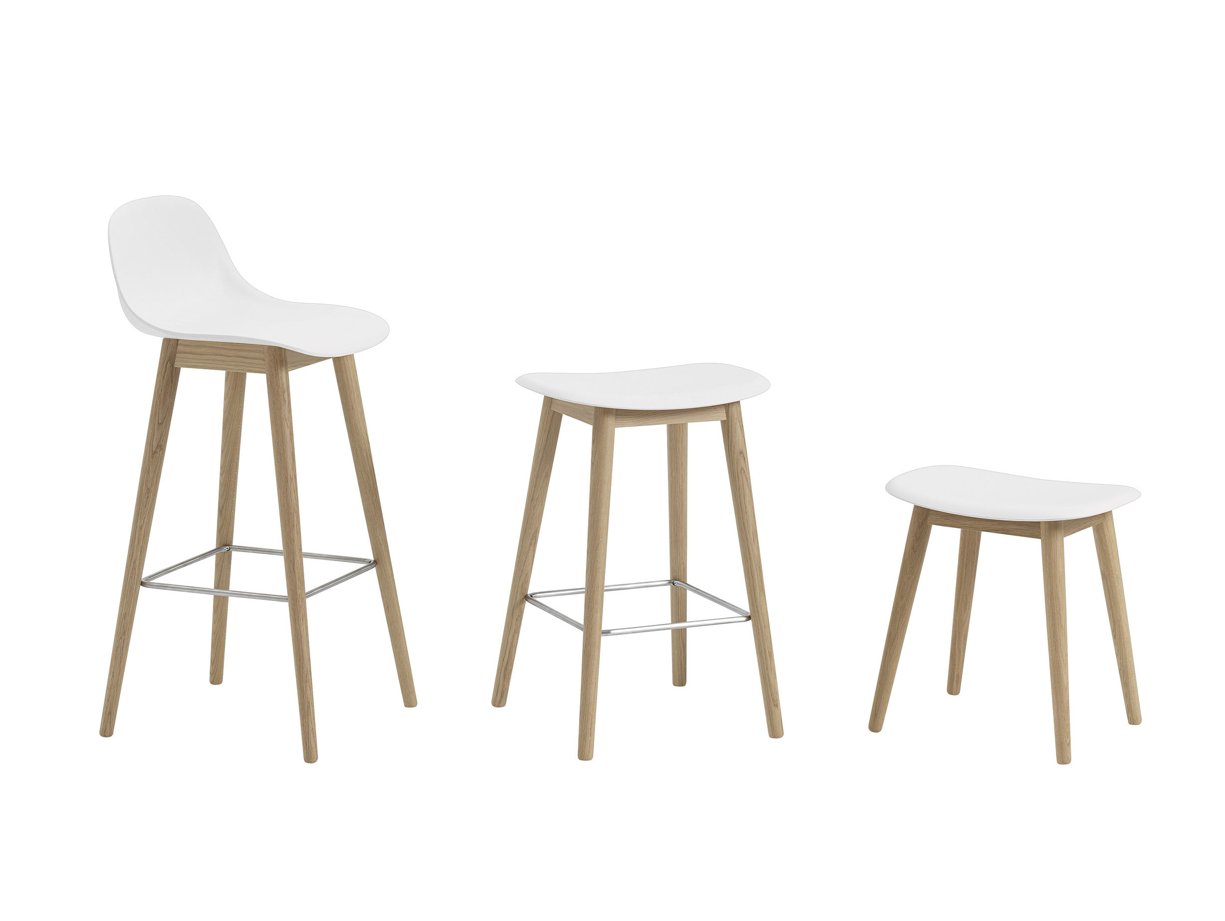 Muuto Fiber Barstool Woodbase Family Natural White Oak