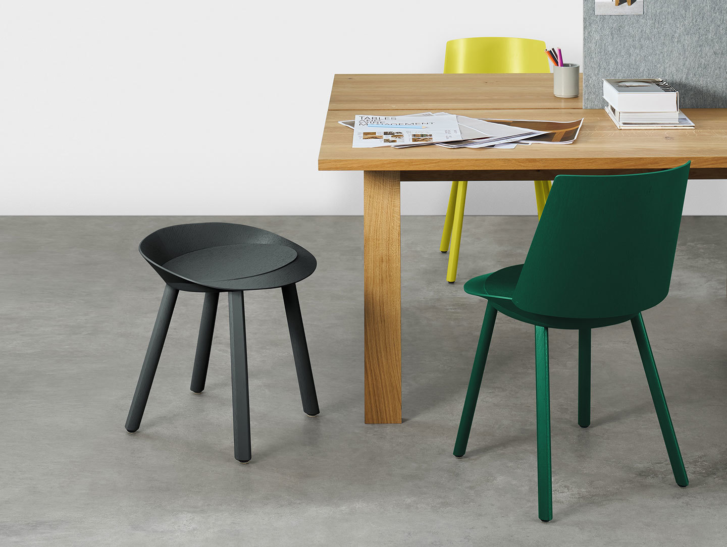 E15 Mr Collins Stool Houdini Chair Stefan Diez