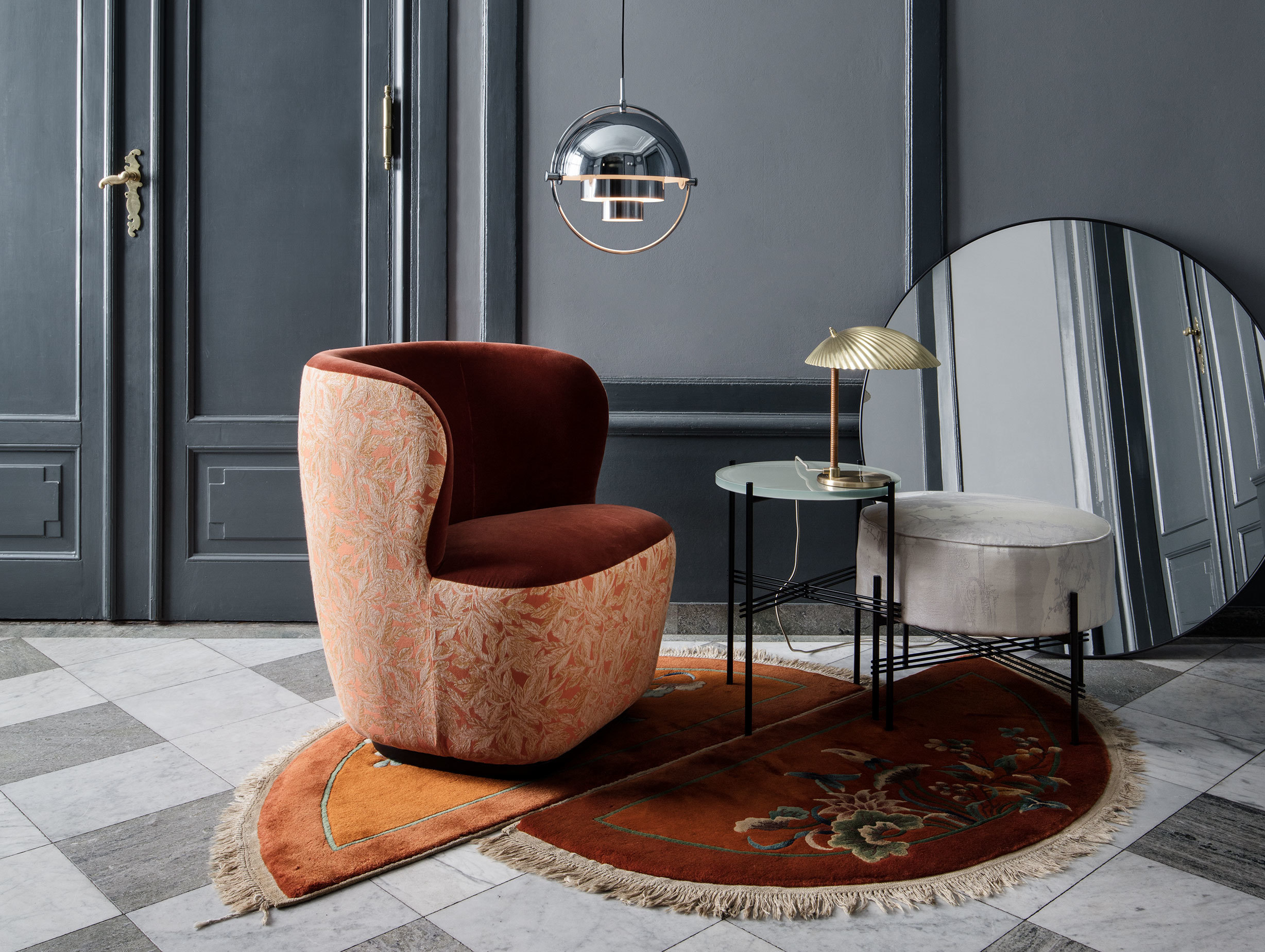 Gubi Black Brass Wall Mirror Styled