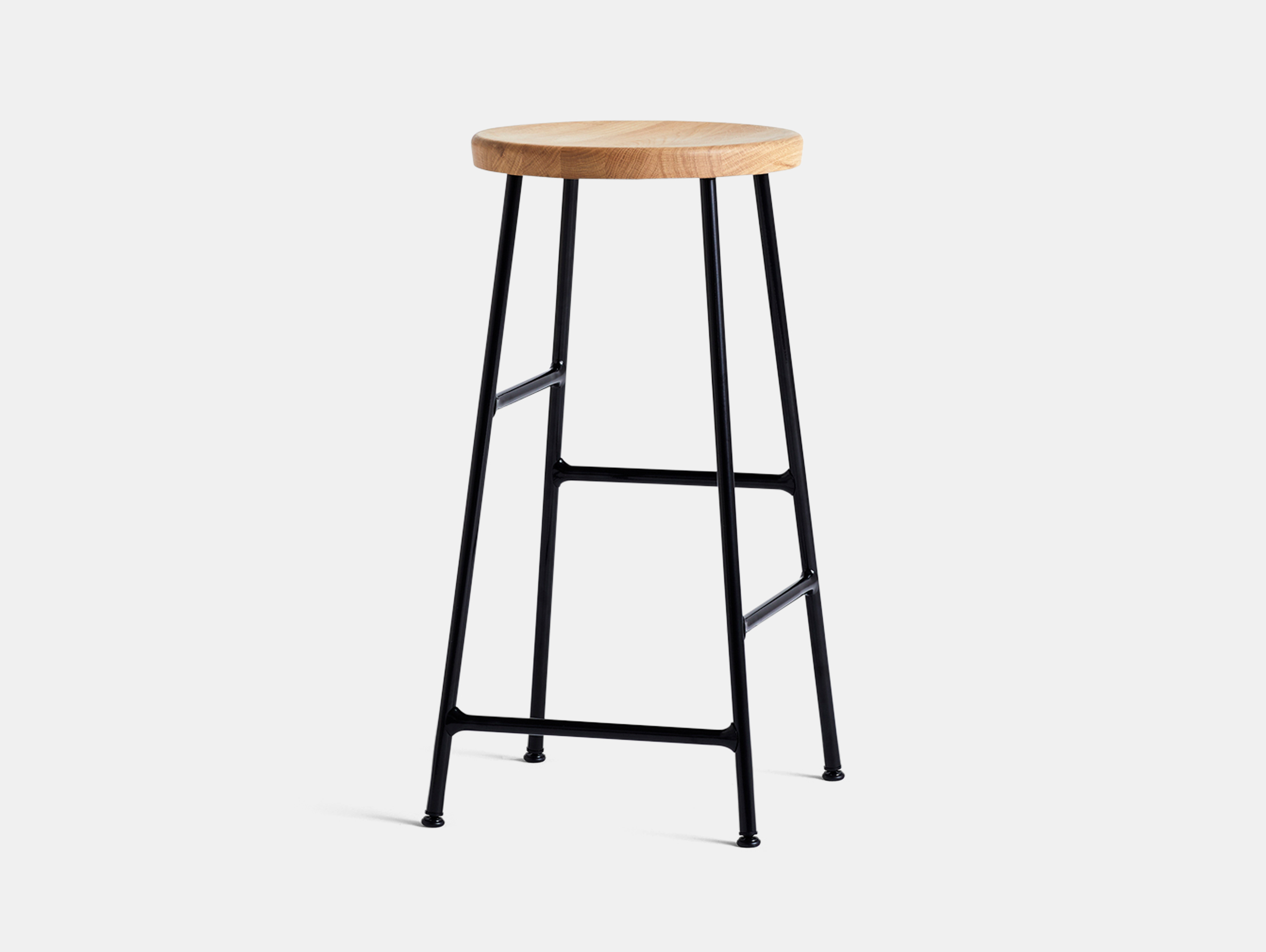Hay Cornet Barstool H65 Black Steel Seat Solid Oiled Oak Seat