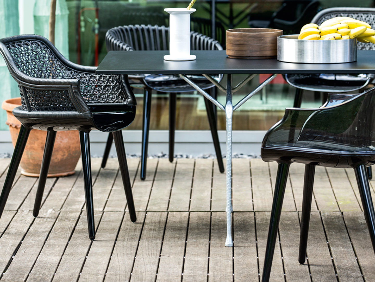 Magis Officina Table Galvanised Frame Black Steel Top