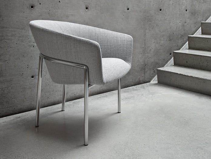 Bensen Metro Lounge Chair grey fabric chrome frame Niels Bendtsen