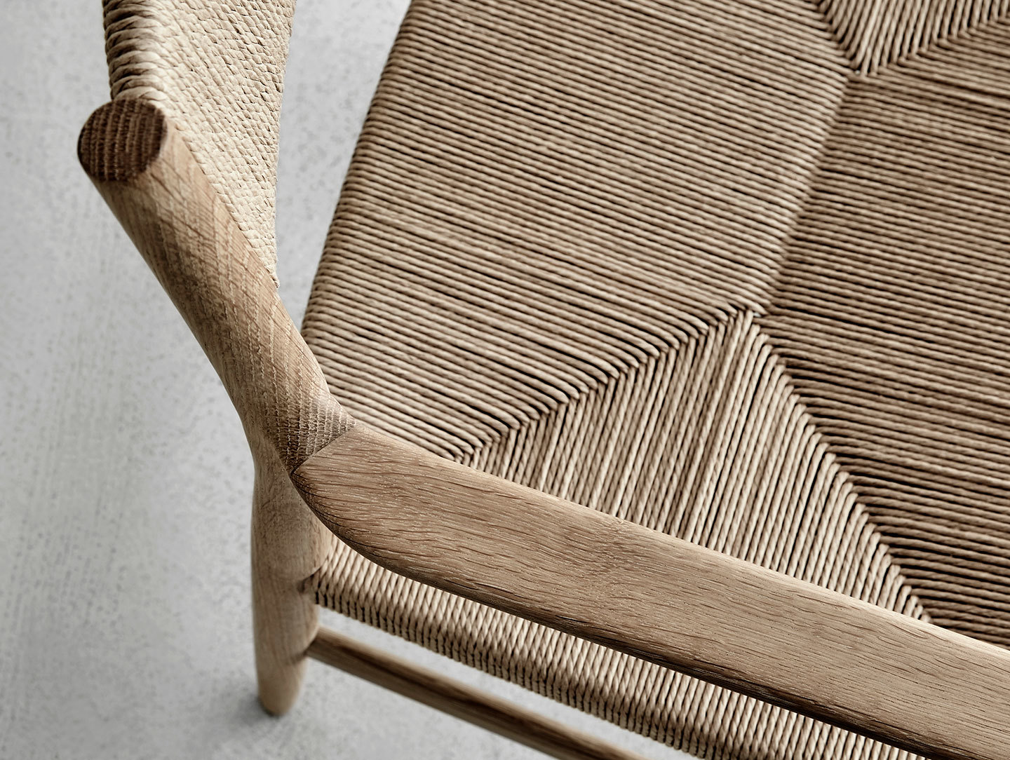 Brdr Kruger ARV Armchair oak woven seat and back detail 1 Studio David Thulstrup