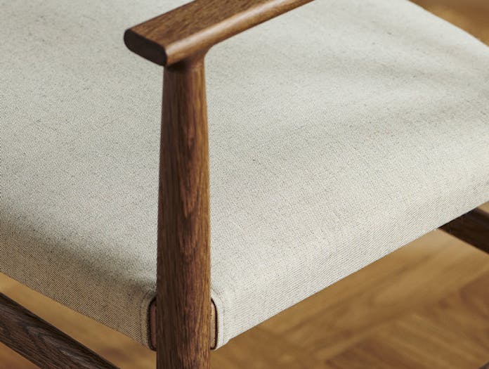 Brdr Kruger ARV Armchairs Upholstered fumed oak fabric detail Studio David Thulstrup
