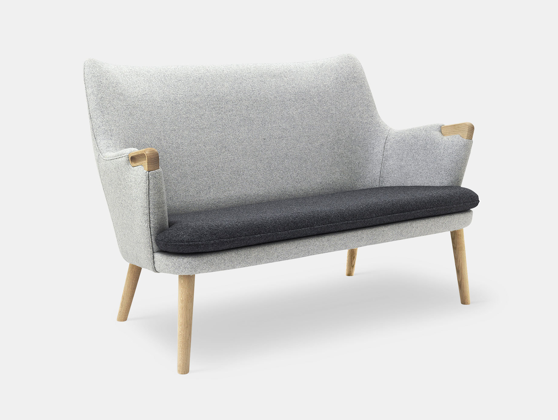 Carl Hansen Ch71 Sofa Oak Grey Wool Fabric Hans Wegner
