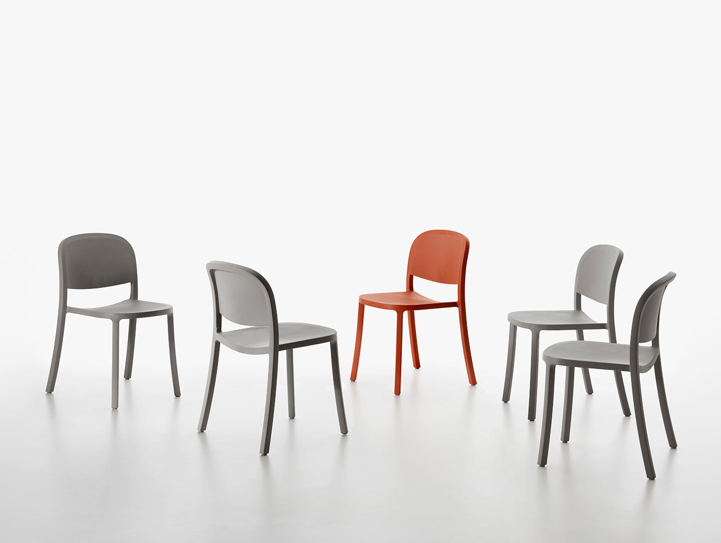 Emeco 1 Inch Reclaimed Chairs Grey Red Jasper Morrison