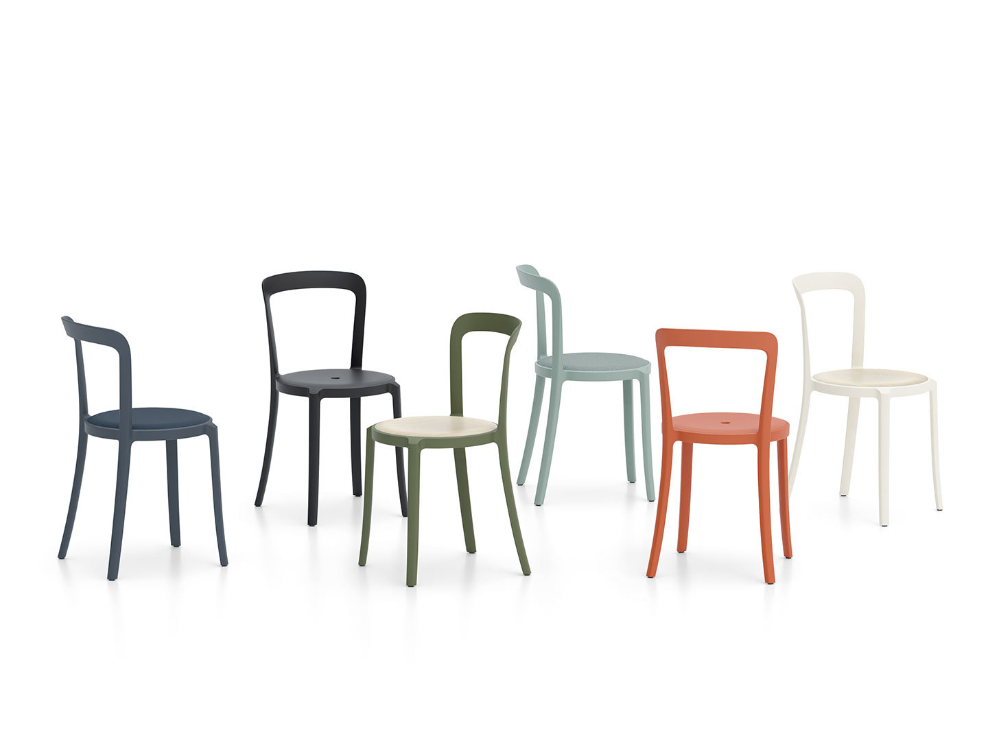 Emeco On and On Chairs uphol wood seats Edward Barber Jay Osgerby