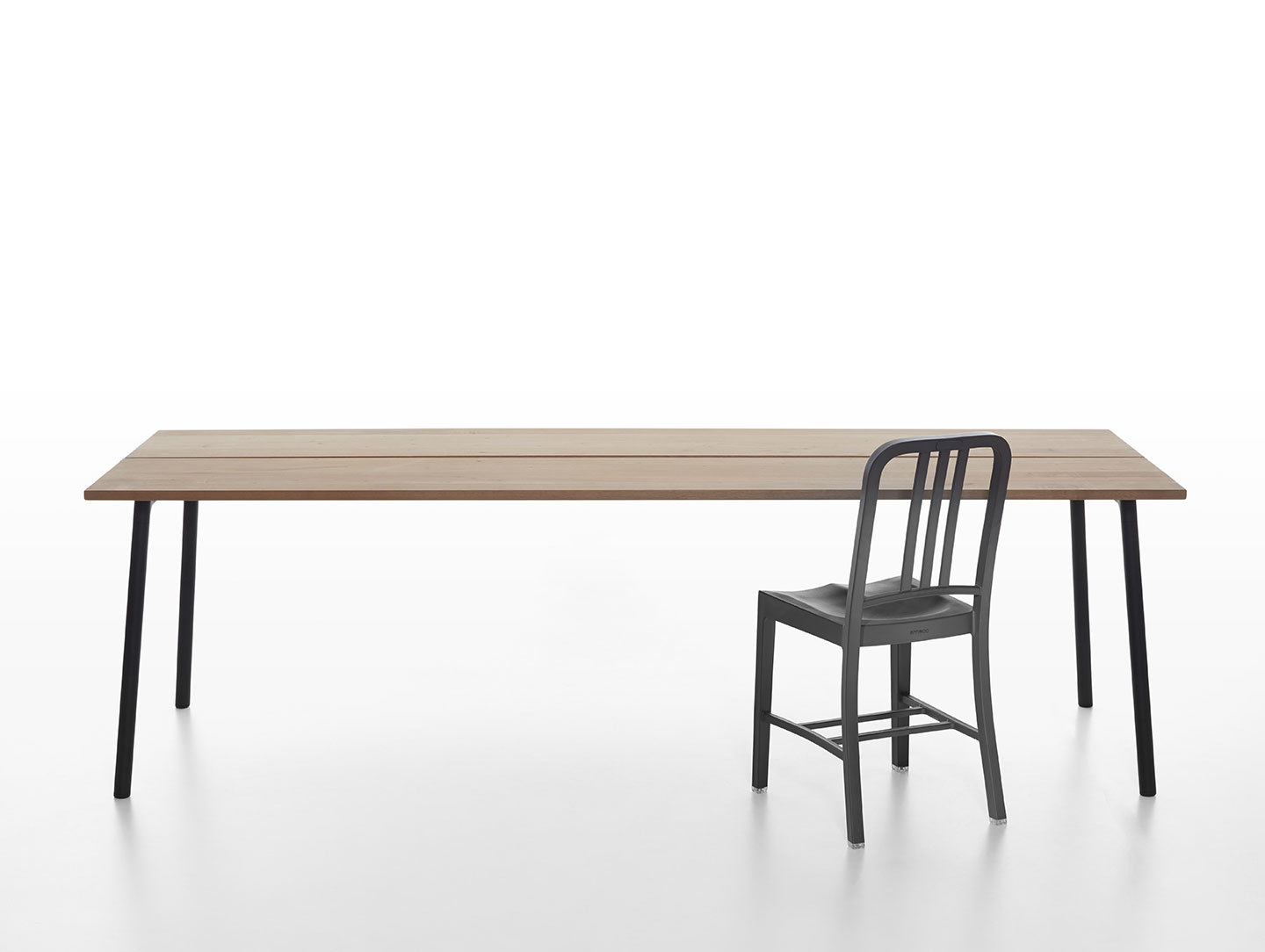 Emeco Run Cedar Table with 111 Navy Chair