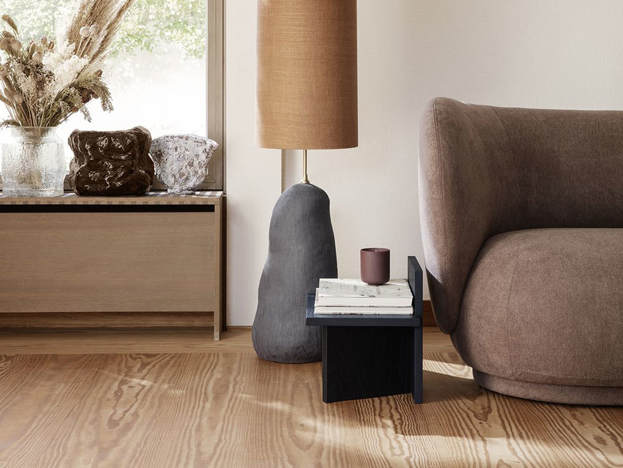 Ferm Living Oblique Stool Side Table black stained ash