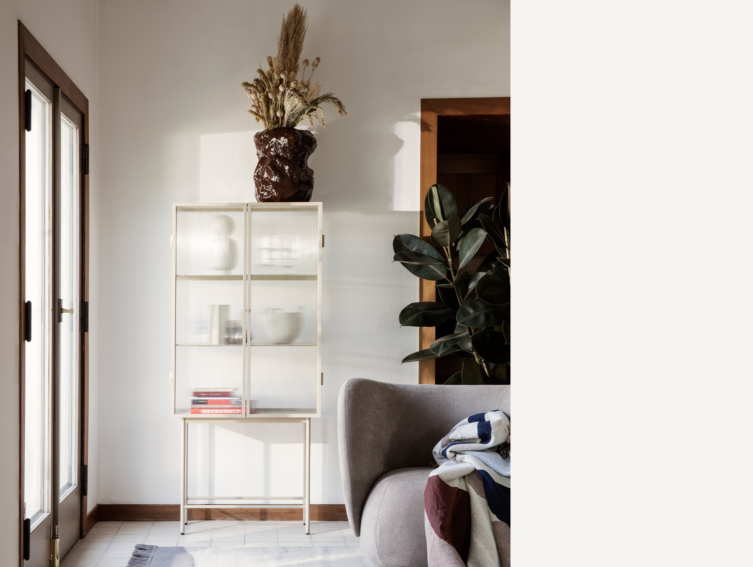 Ferm living says who haze vitrine reeded cabinet black lifestyle2