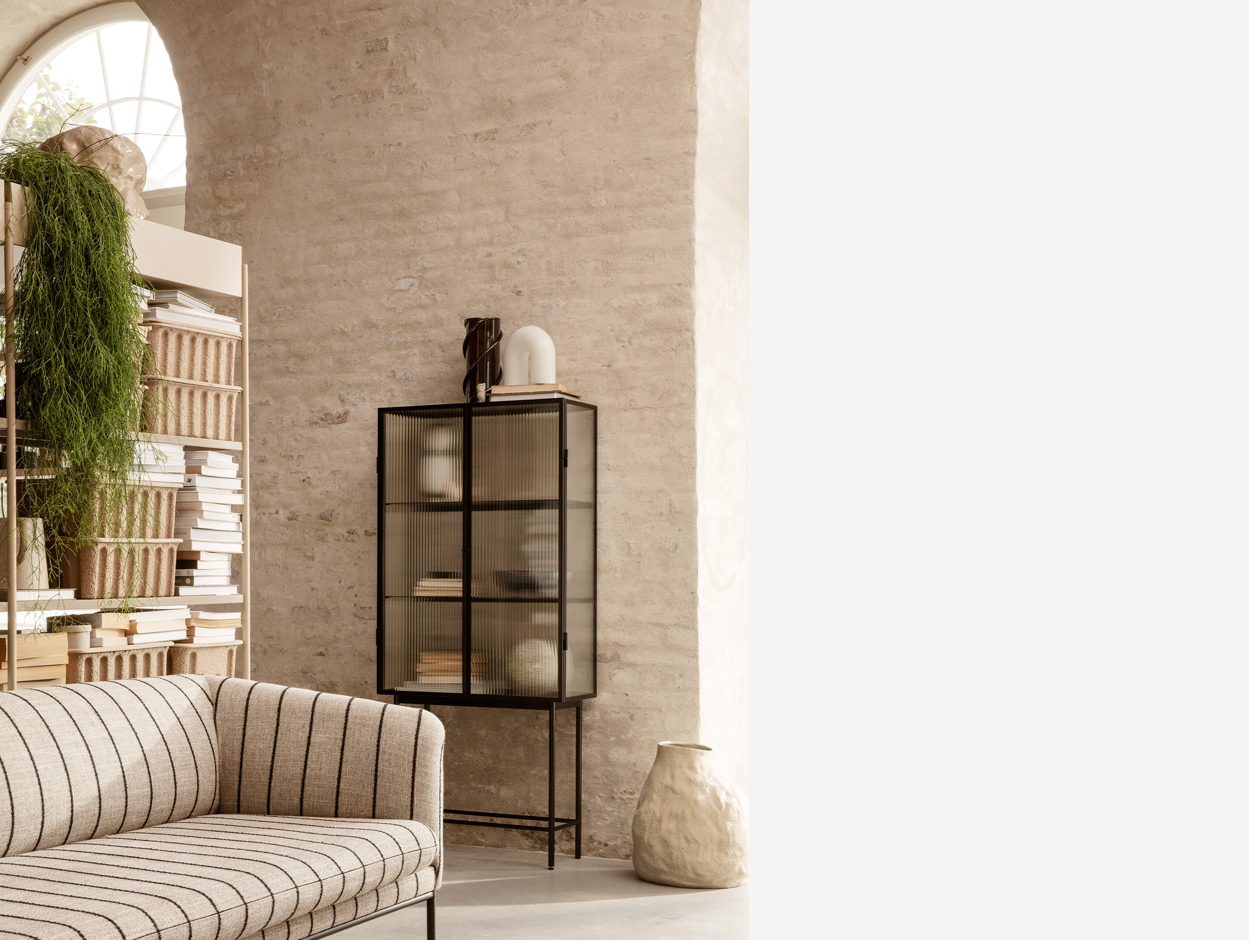 Ferm living says who haze vitrine reeded cabinet black lifestyle3