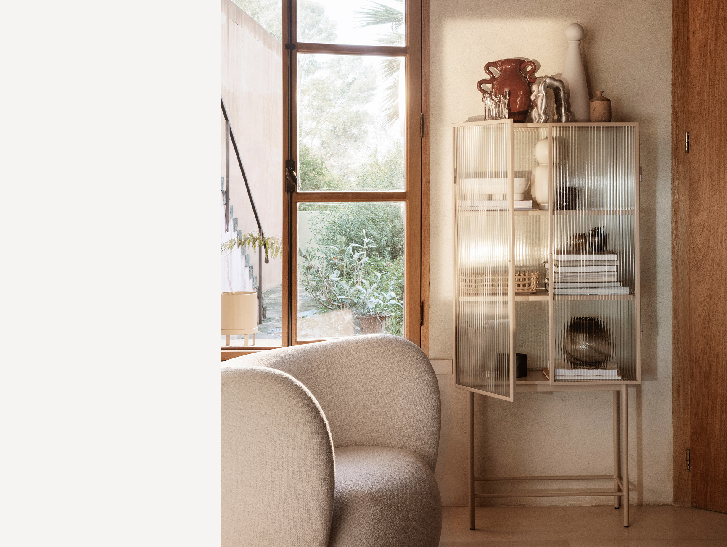 Ferm living says who haze vitrine reeded cabinet black lifestyle4