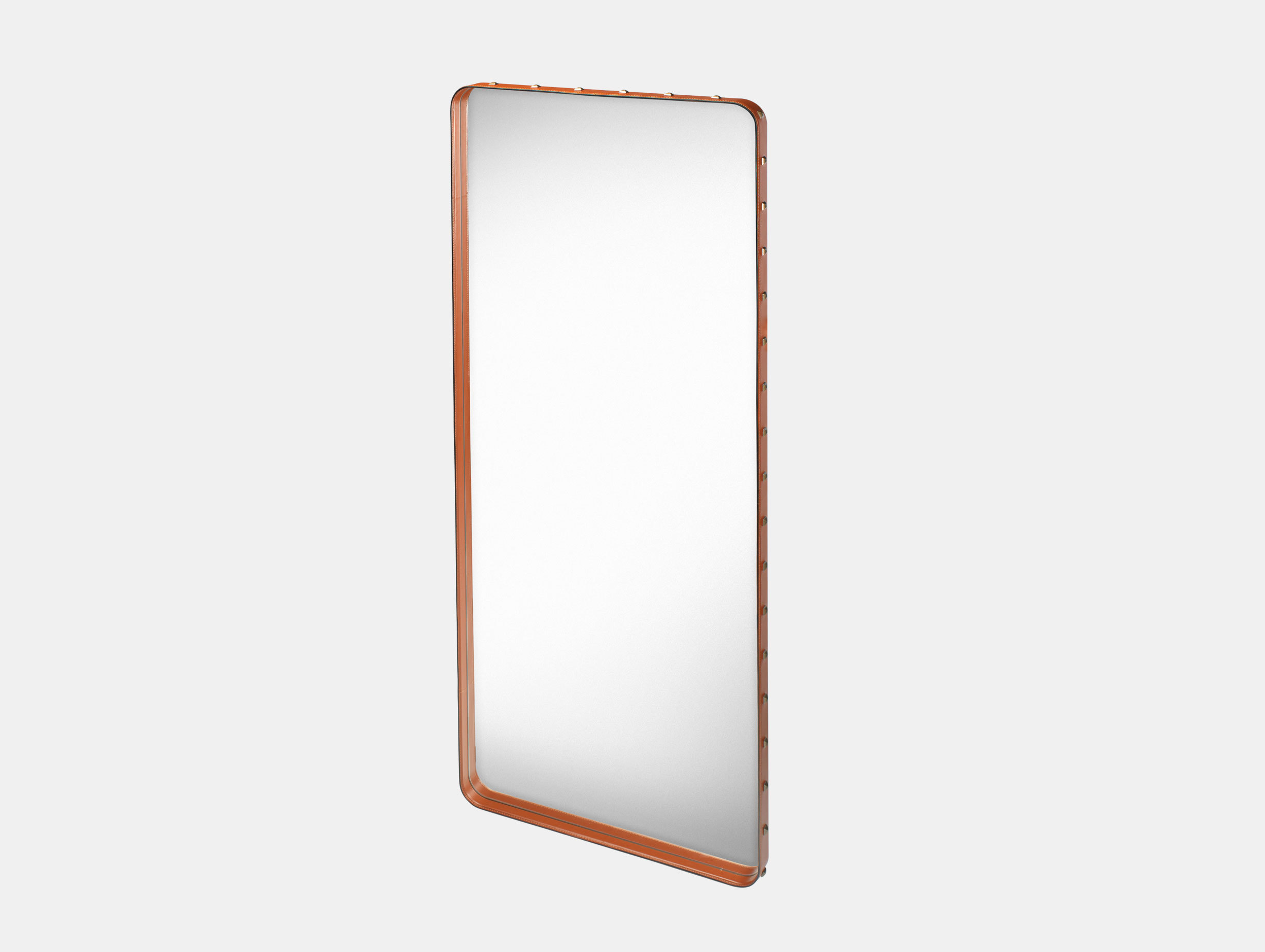 Gubi Adnet Rectangular Wall Mirror large tan Jacques Adnet