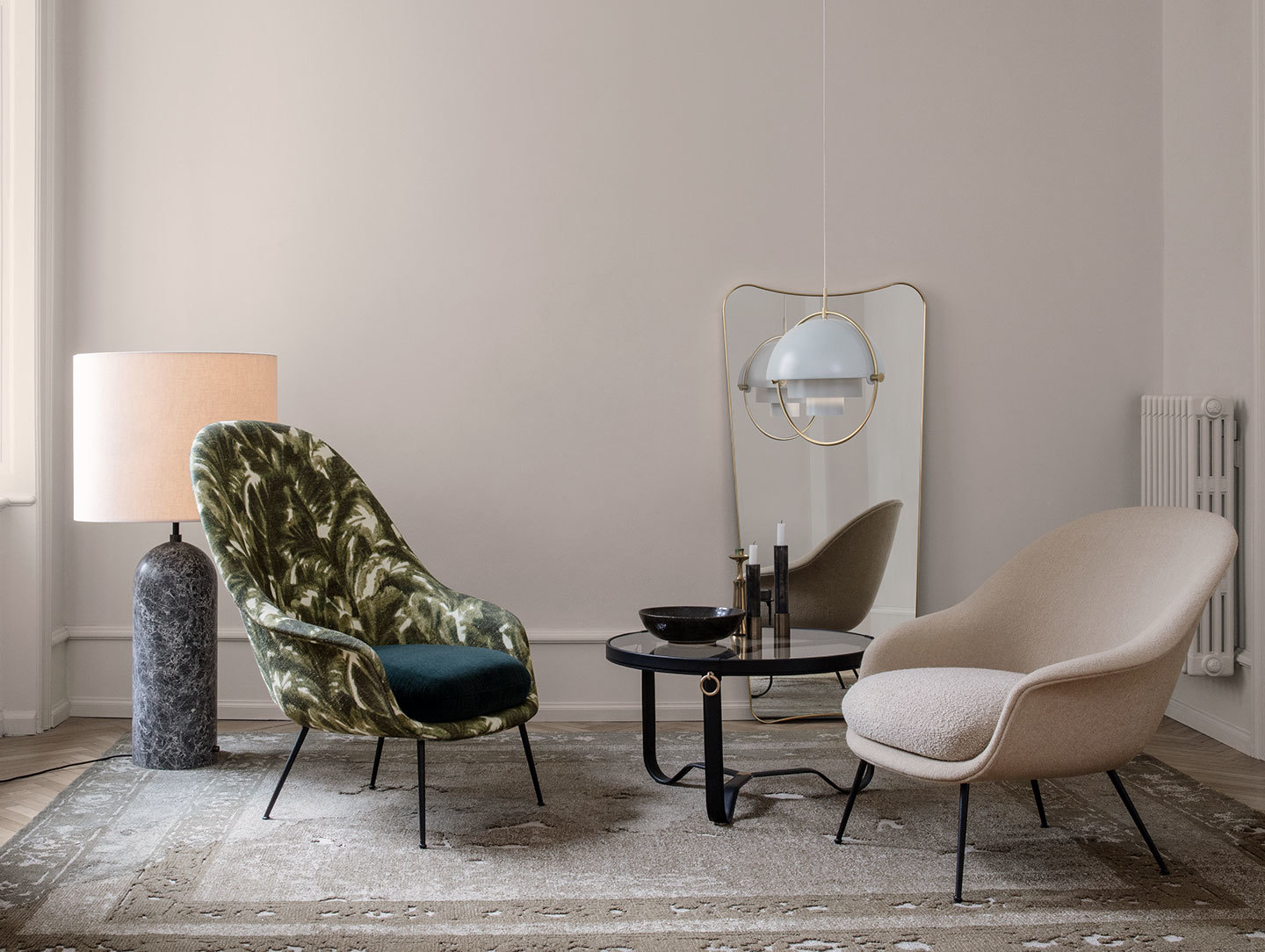 Gubi Bat Lounge Chairs Multi Lite Pendant Adnet Coffee Table