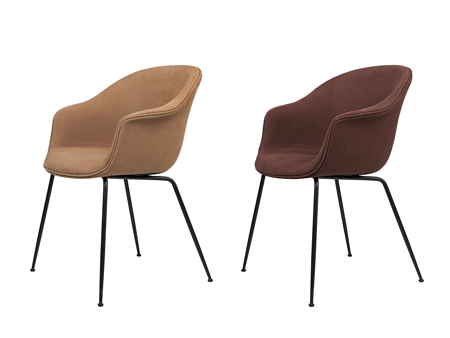 Gubi Bat Dining Chair Conic Fully Upholstered Black base