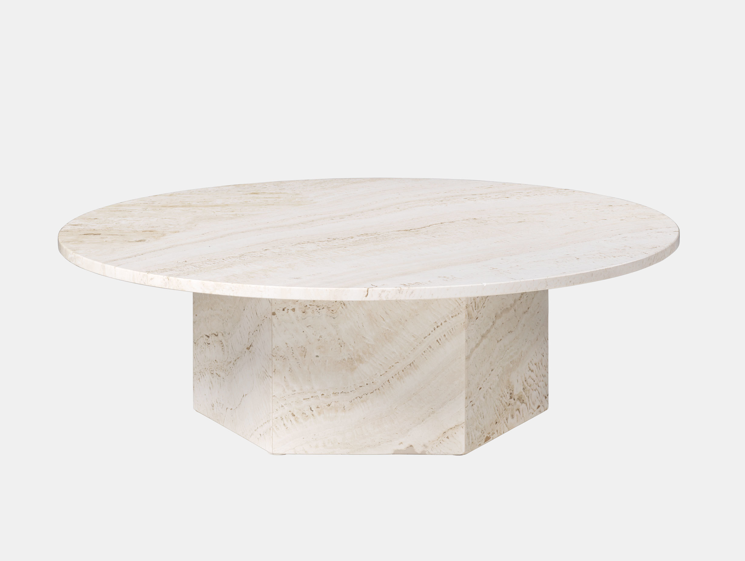 Gubi Epic Coffee Table dia 110cm white travertine Gam Fratesi