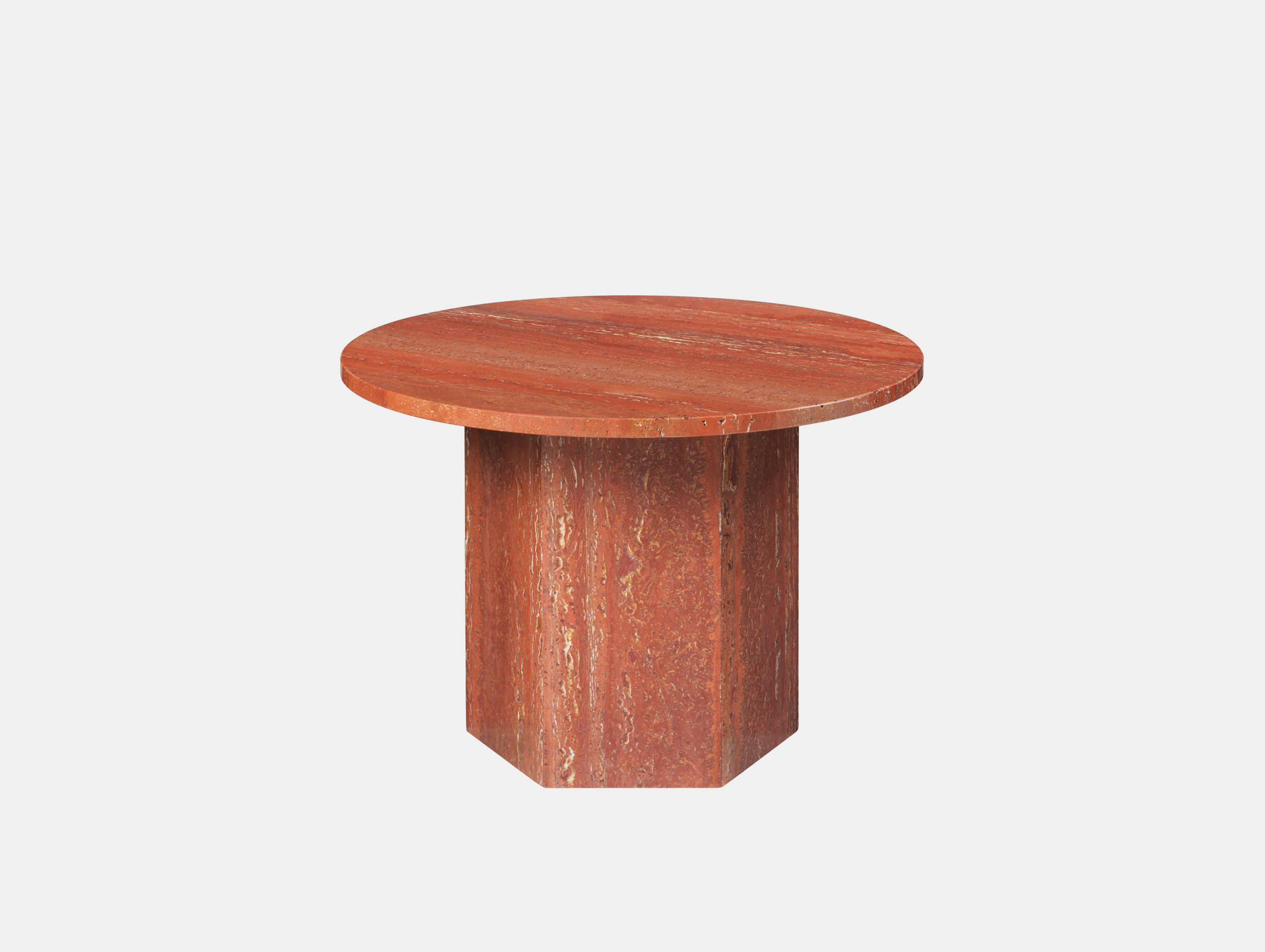 Gubi Epic Coffee Table dia 60cm red travertine Gam Fratesi