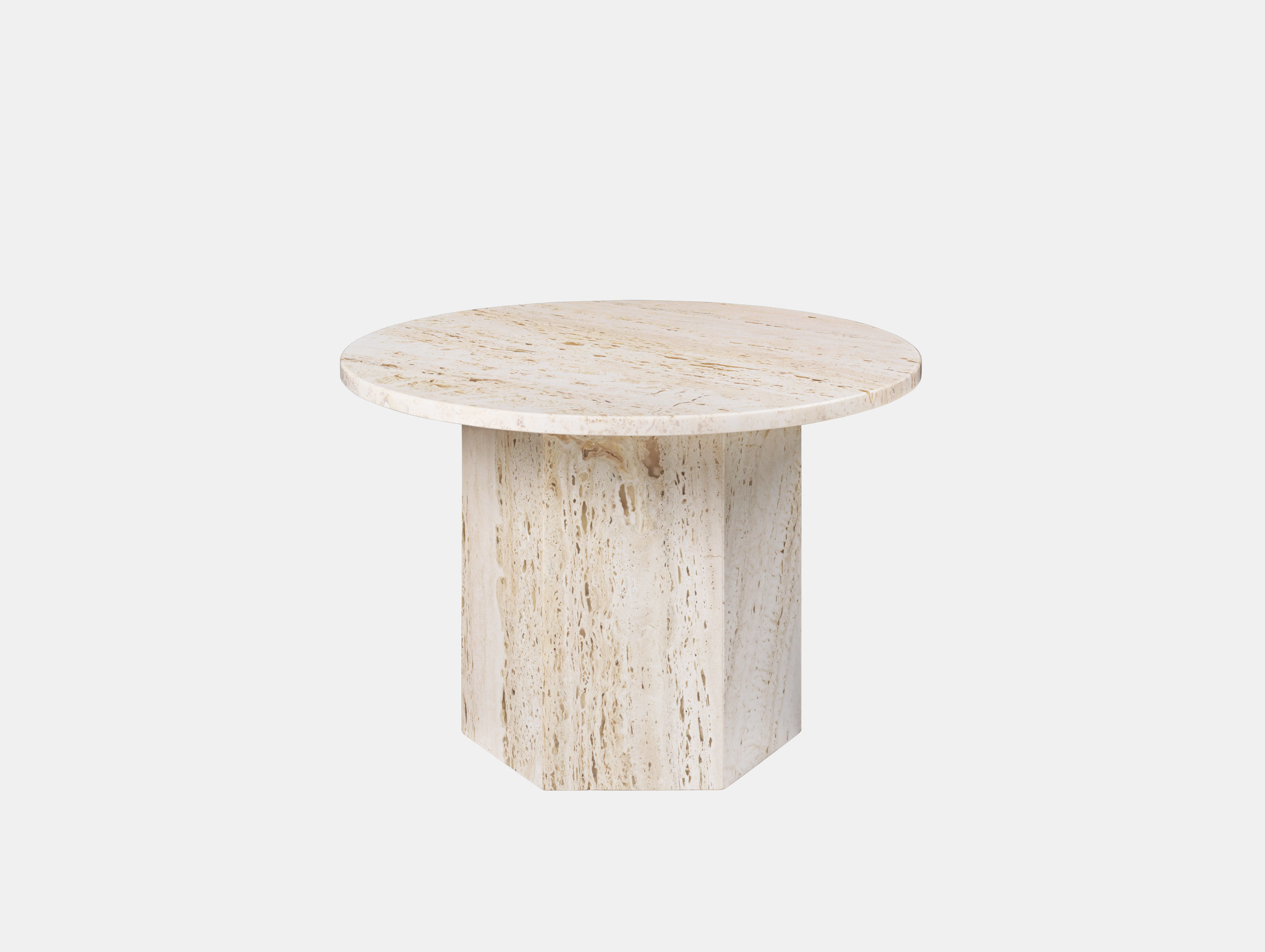Gubi Epic Coffee Table dia 60cm white travertine Gam Fratesi