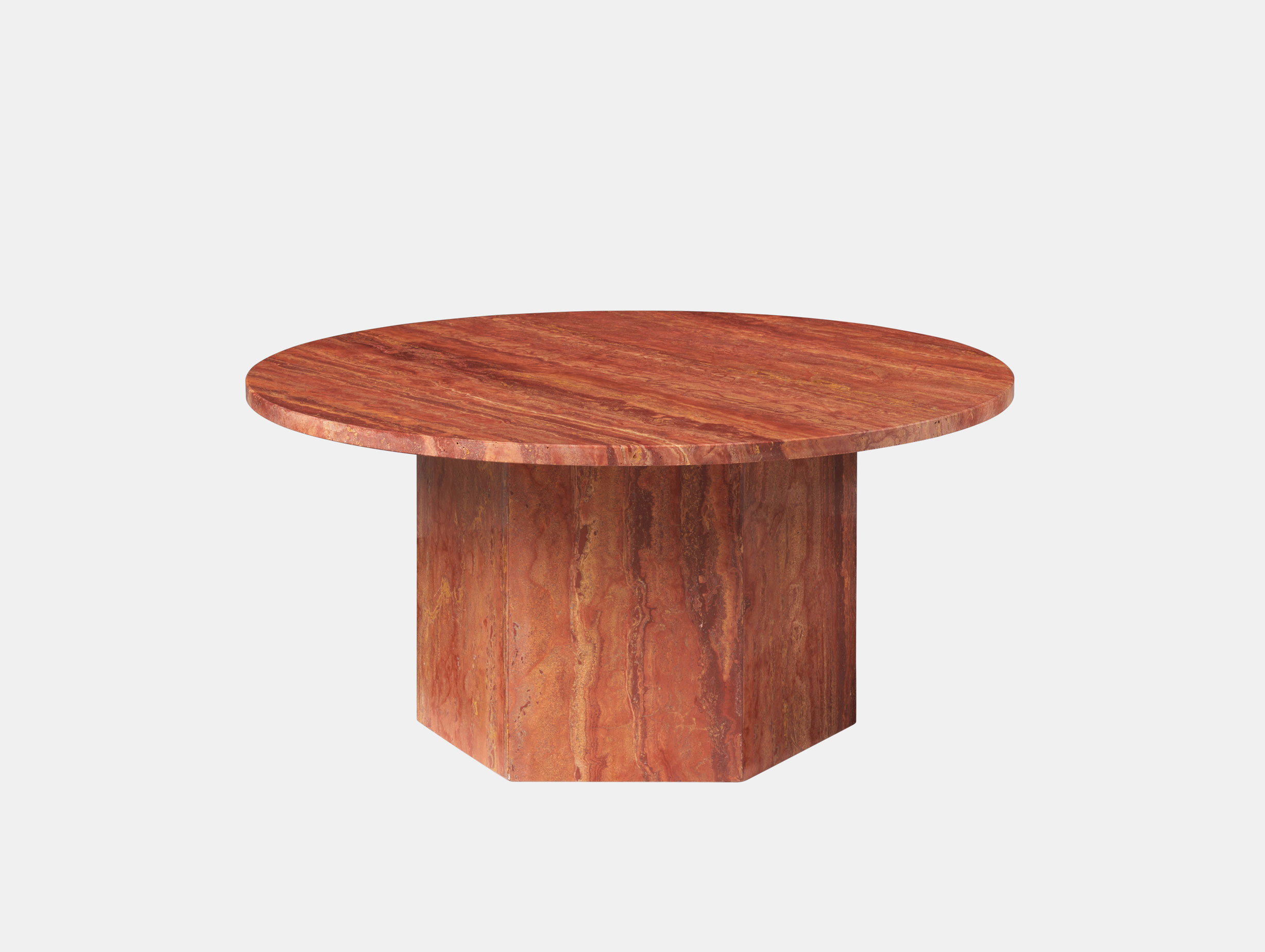 Gubi Epic Coffee Table dia 80cm red travertine Gam Fratesi