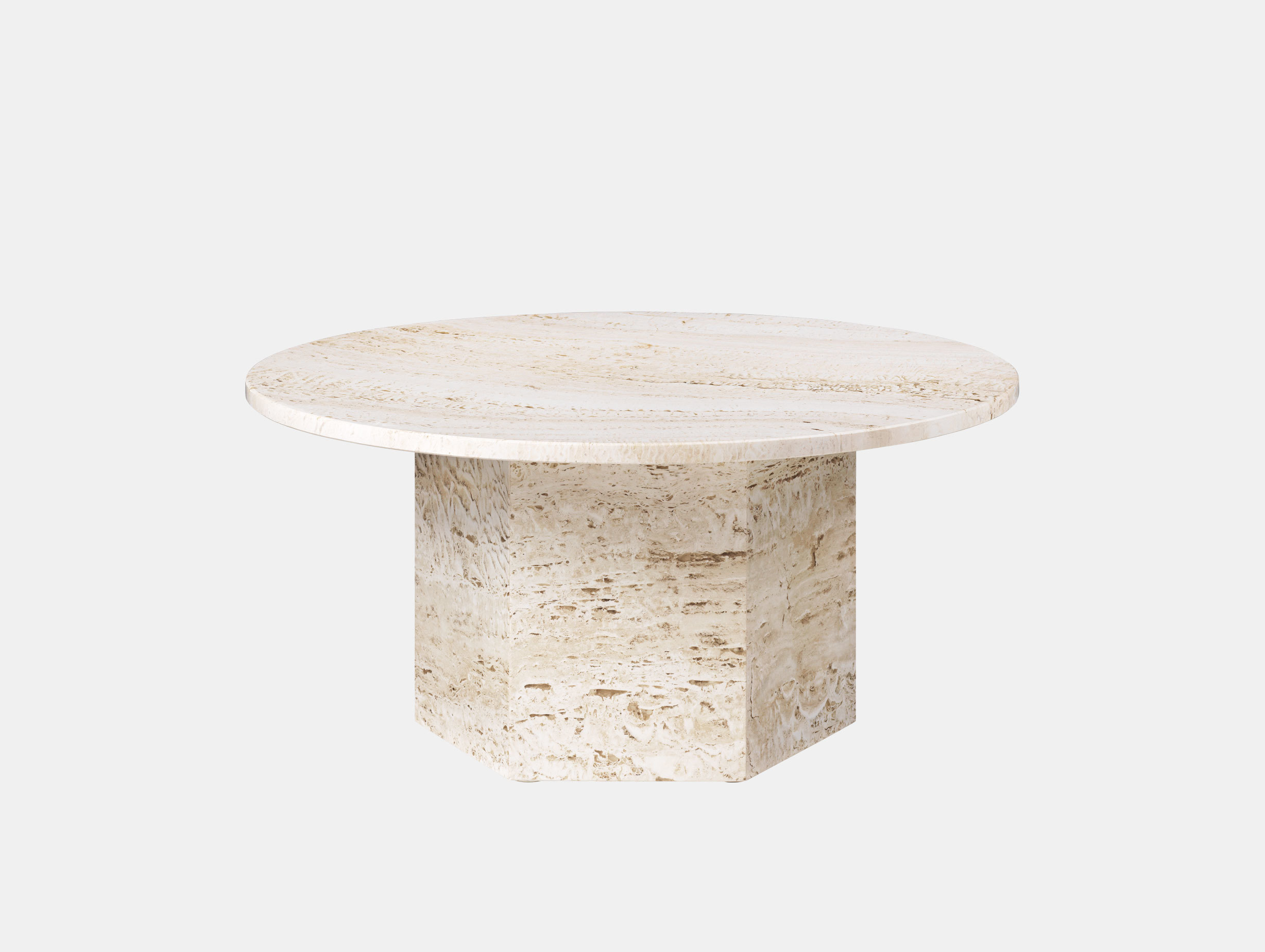 Gubi Epic Coffee Table dia 80cm white travertine Gam Fratesi