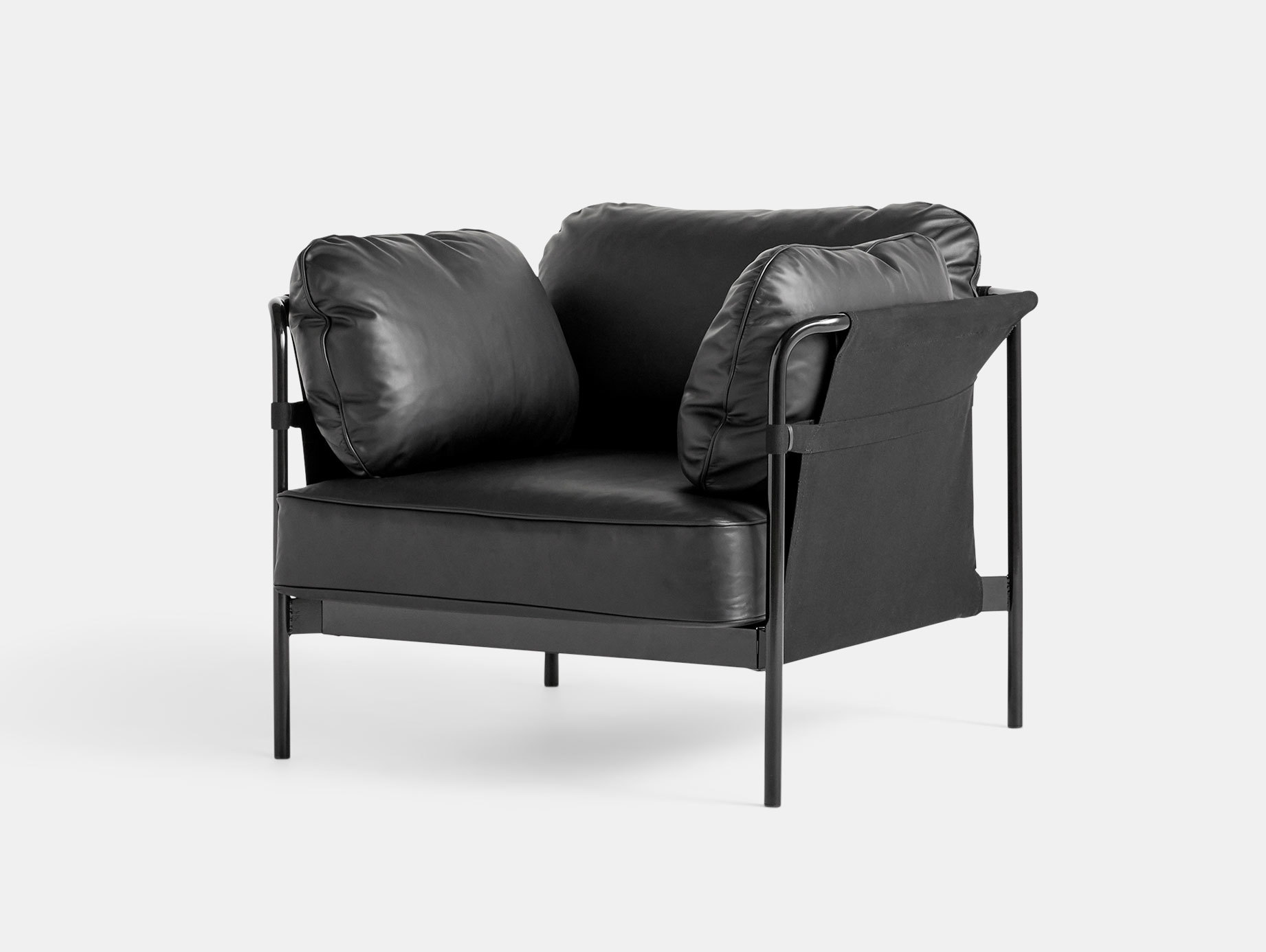 Hay Can Armchair Black Leather Ronan Erwan Bouroullec