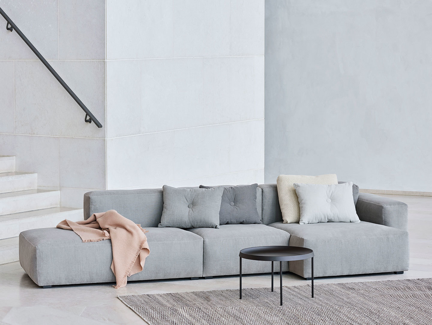 Hay Mags Soft 3 seater low arm Combination 3 Linara 443 Tulou Moire Kelim grey