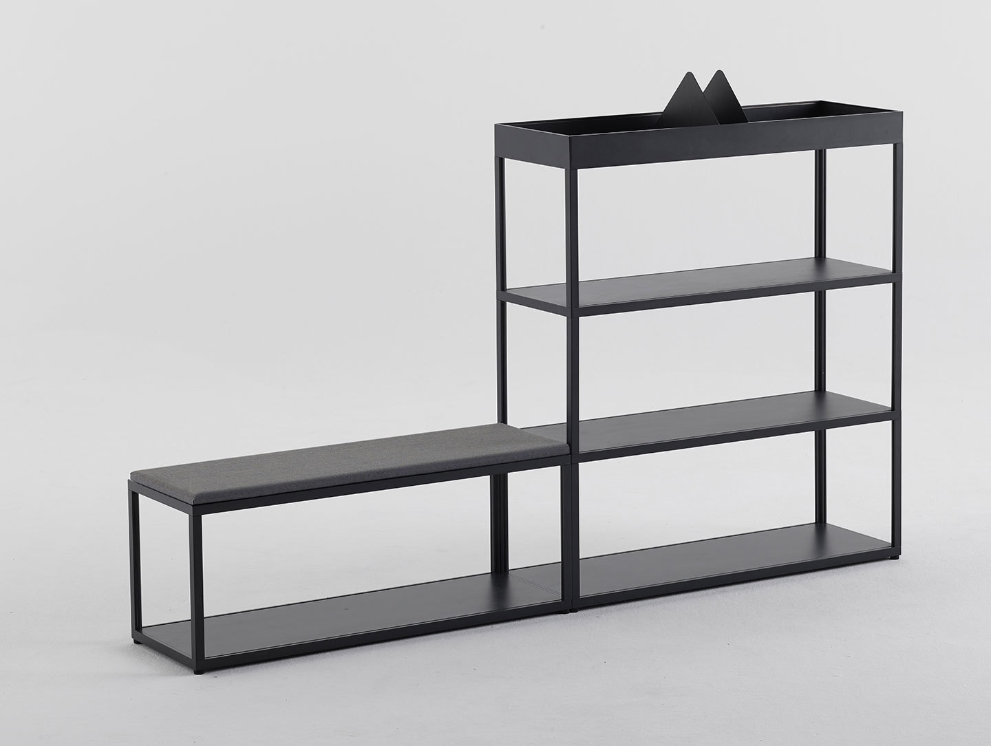 Hay New Order Shelving System with Table Top Charcoal