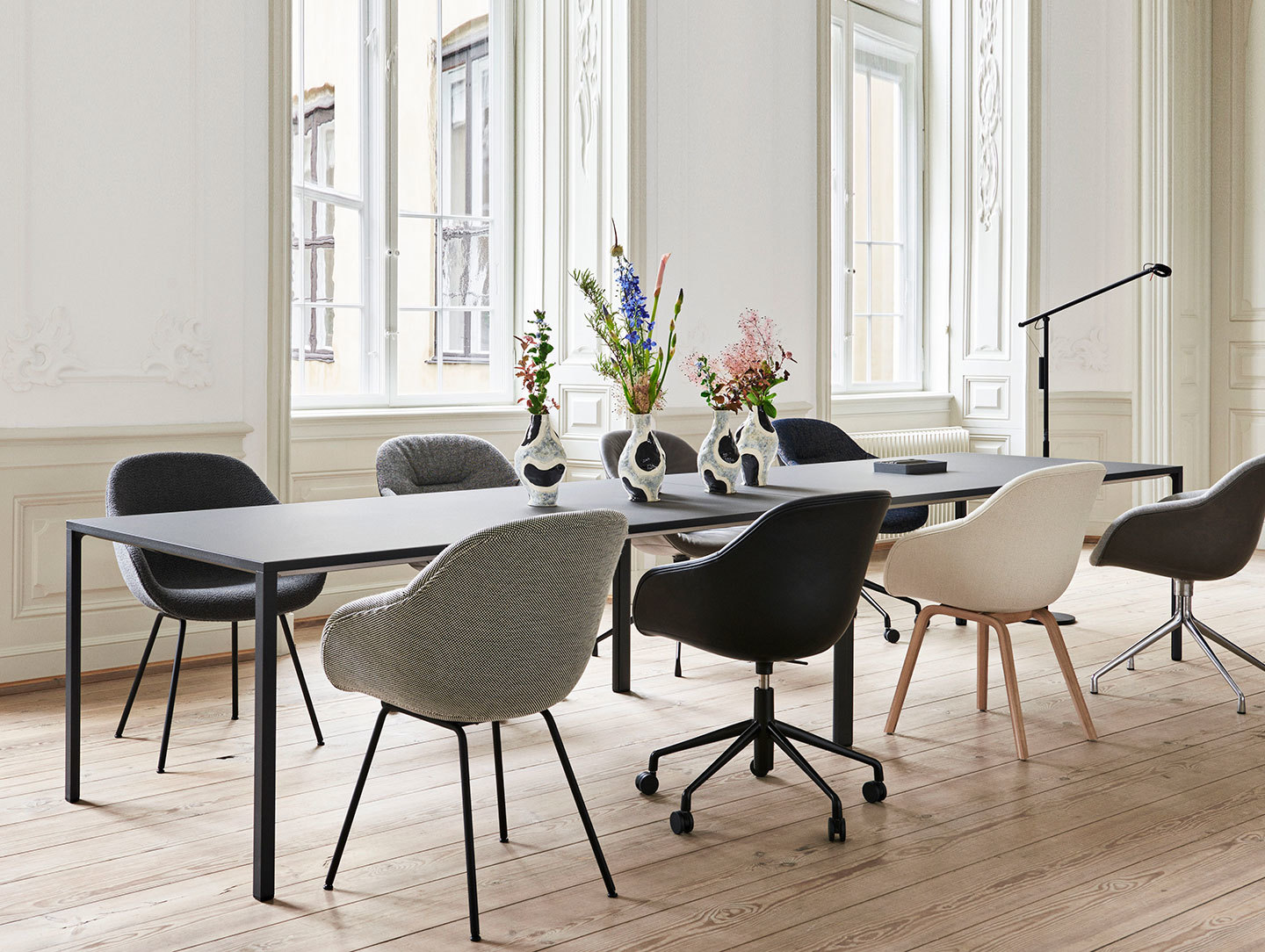 Hay New Order Table charcoal AAC 100 Jessica Hans Vase glossy cow Fifty Fifty Floor Lamp black