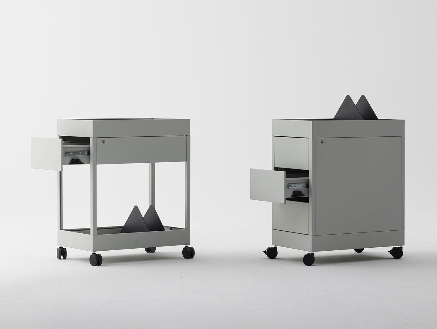 Hay New Order Trolley A 1 Drawer w Tray Top light grey New Order Trolley B 3 drawer w Tray Top ligth grey