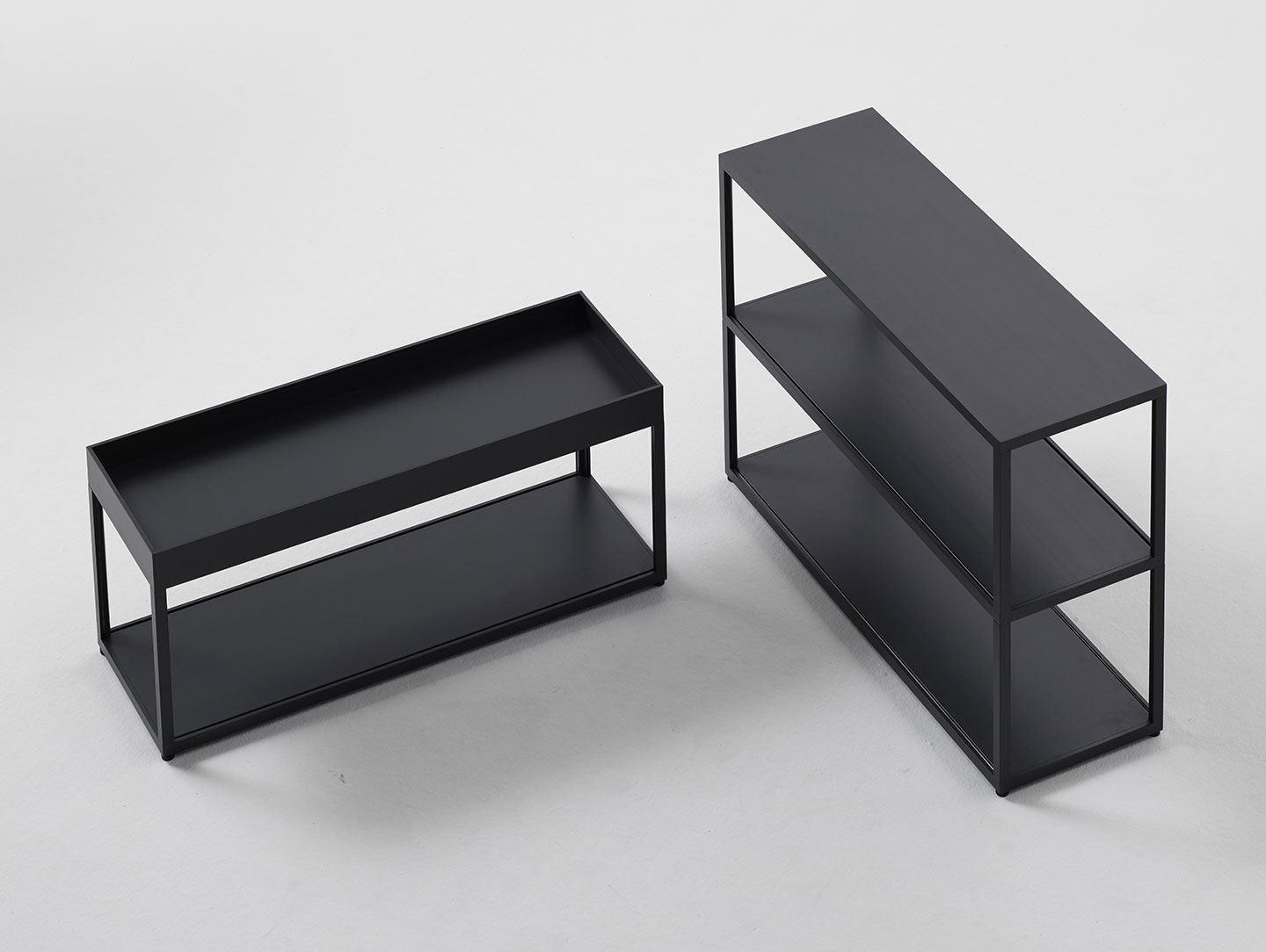 Hay New Order shelving system with tray top charcoal