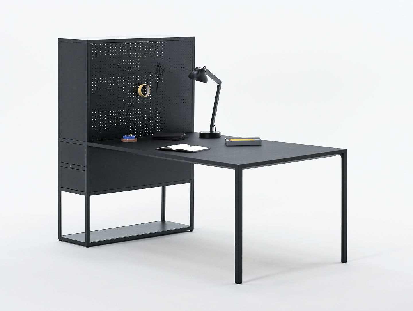 Hay New Order workstation charcoal PC lamp w double arm soft black